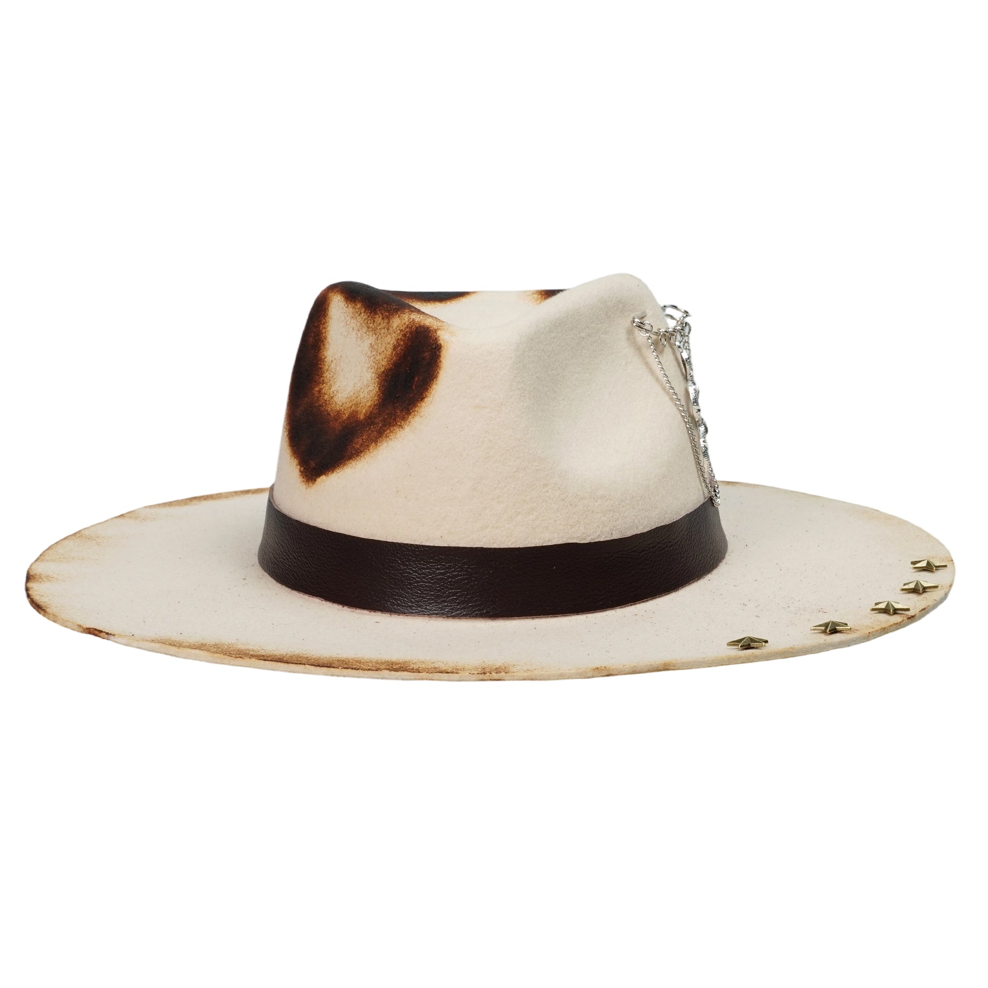 Artisan Felt Hat – Distressed Edge, Celestial Stars