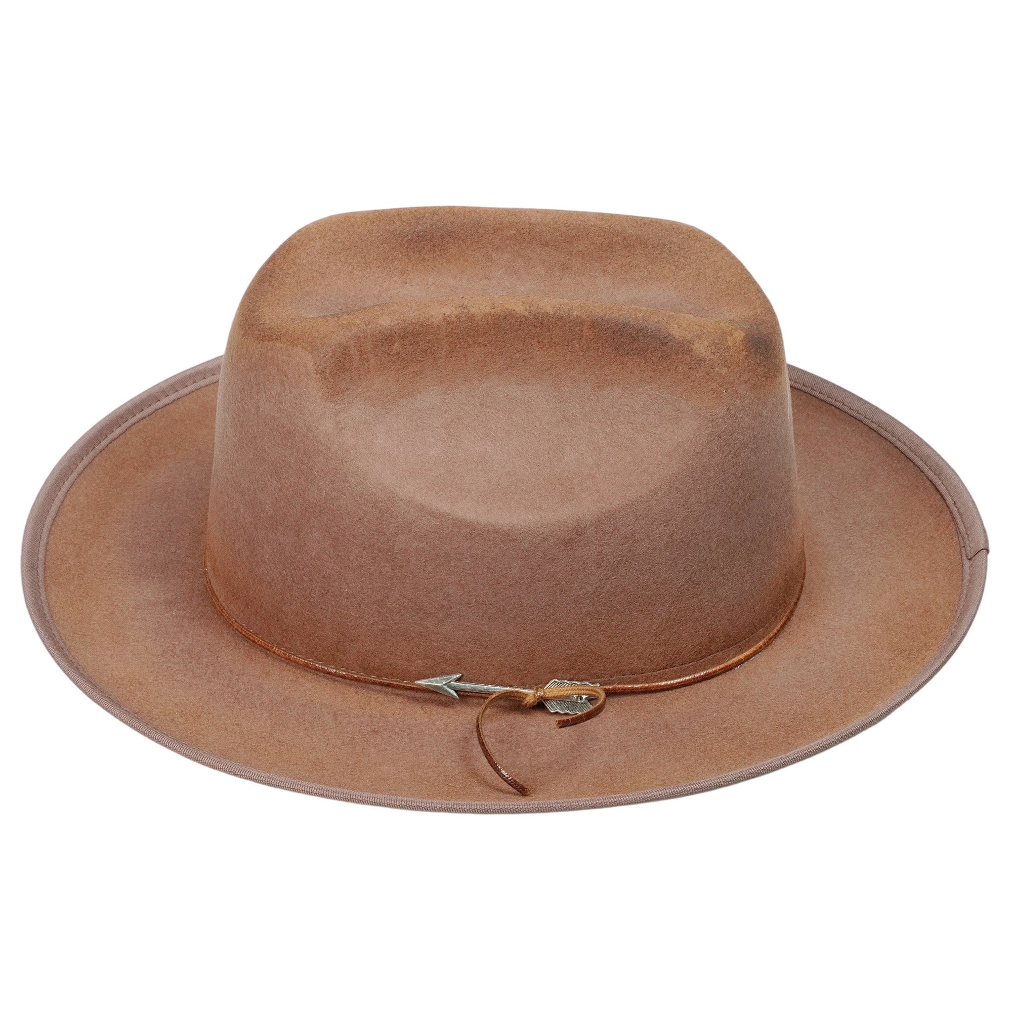 Tan Felt Open Road Hat with Metal Arrow Band