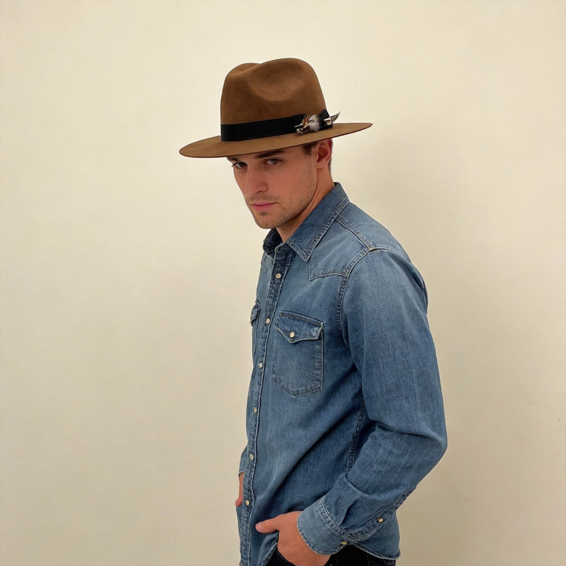 Brown Felt Fedora – Refined Feather Trim