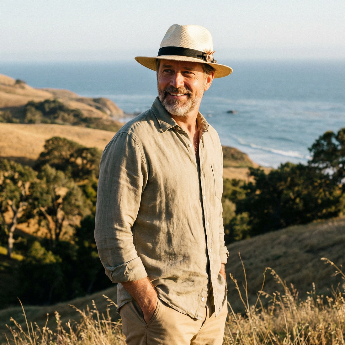 Flat-Brim Summer Hat – Custom Feather Detail