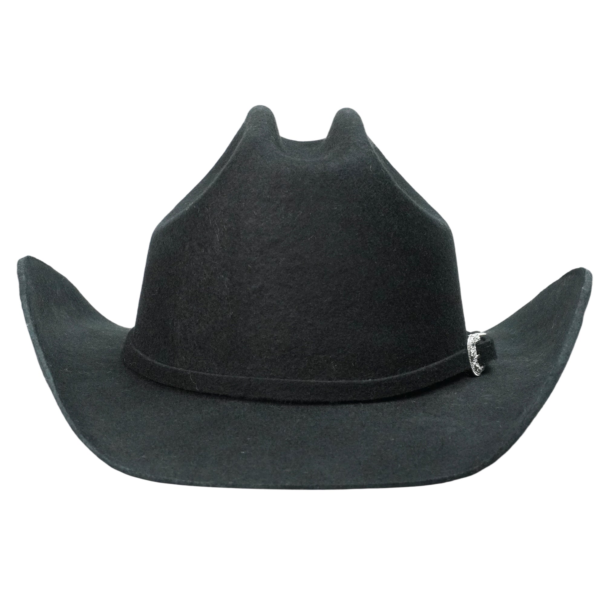 Western Felt Hat – Black Crown, Sleek Curled Edge