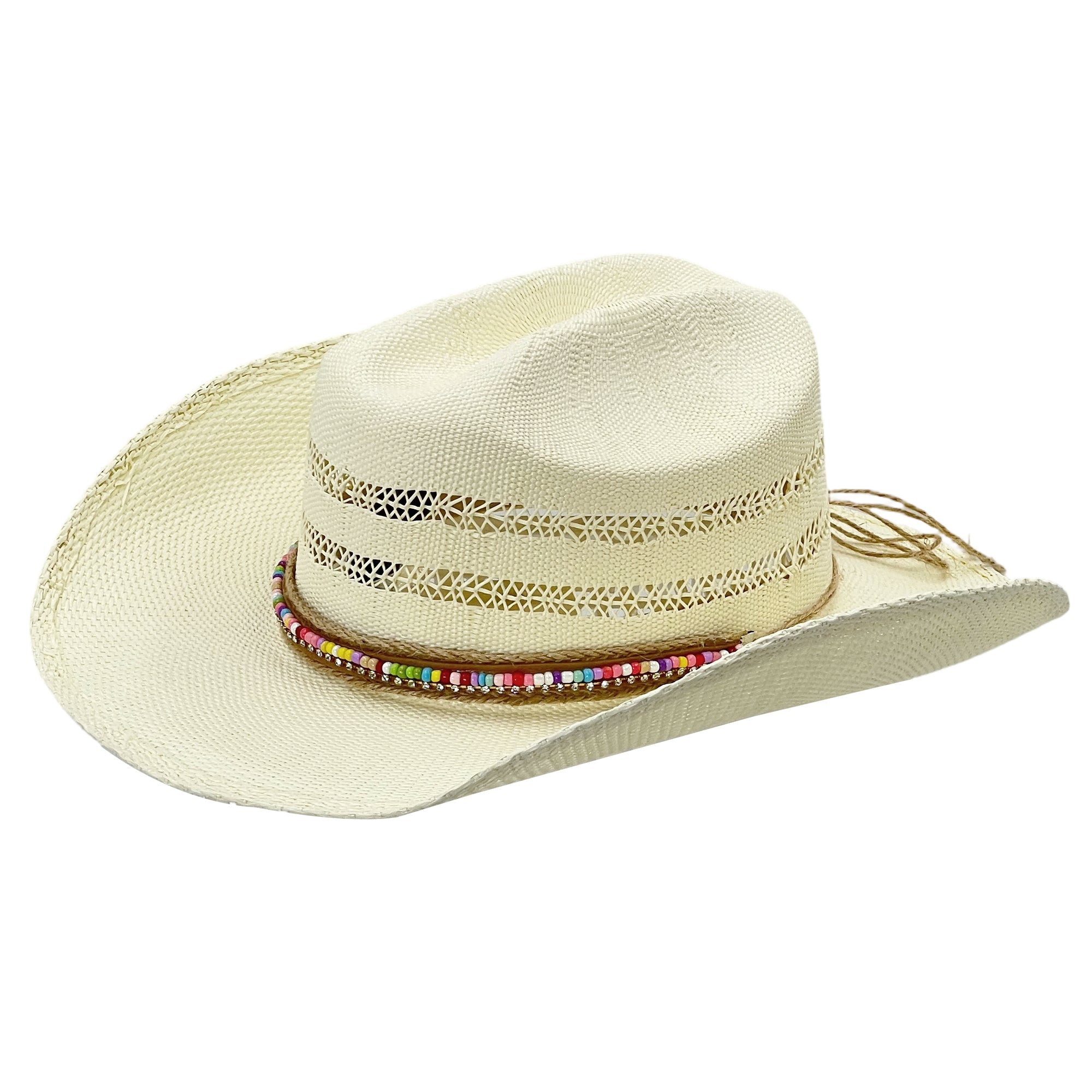 Beaded Straw Hat – Ventilated Crown Design