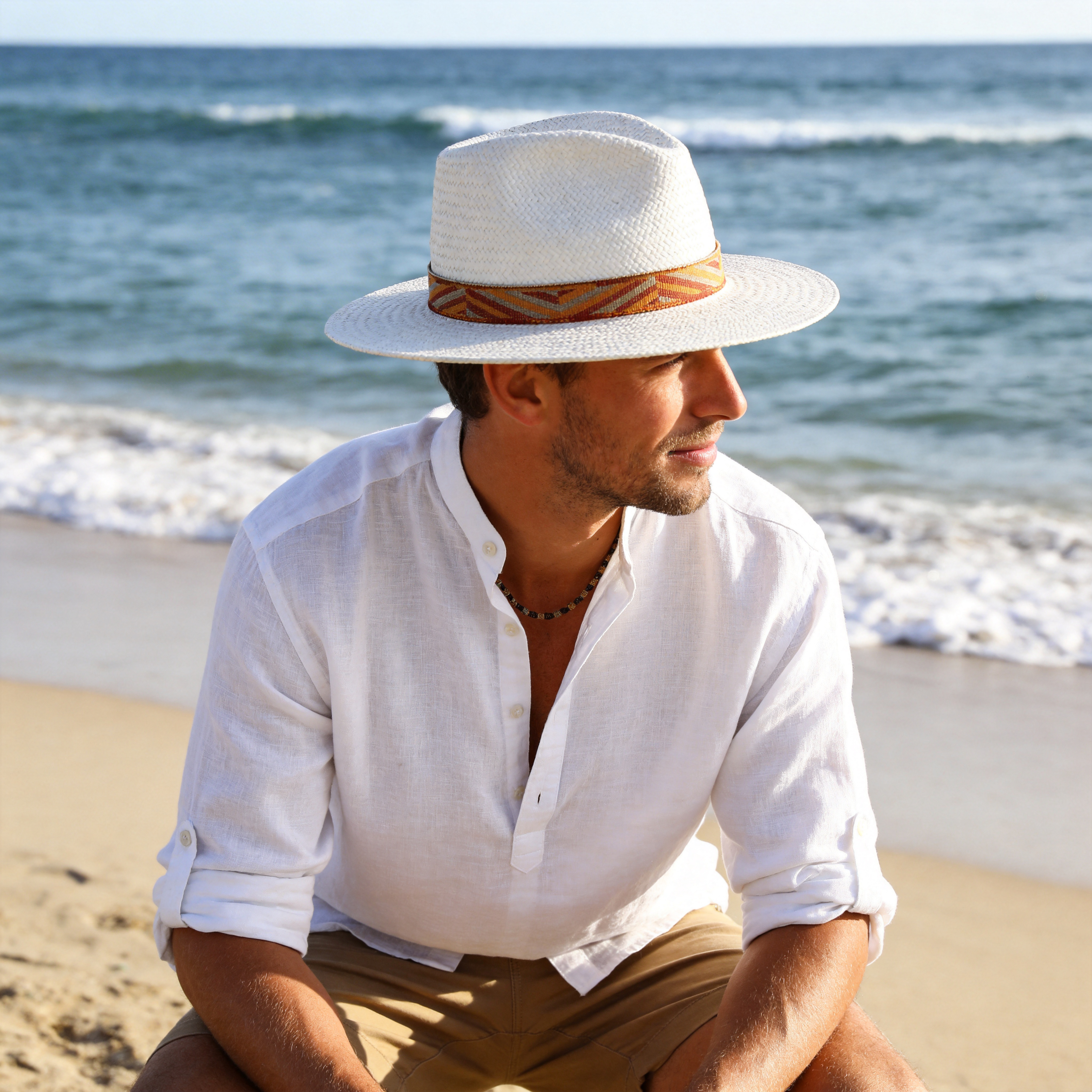 Elegant Straw Hat – Custom Fabric Detailing