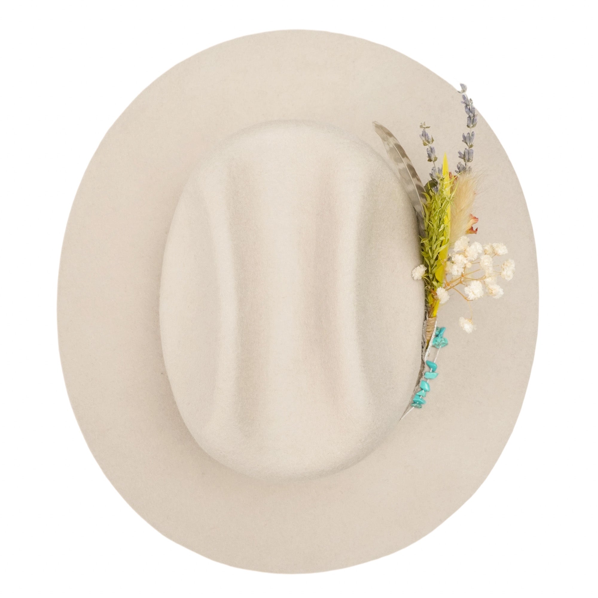 Cattleman Fedora - Cream with Bright Dried Flowers