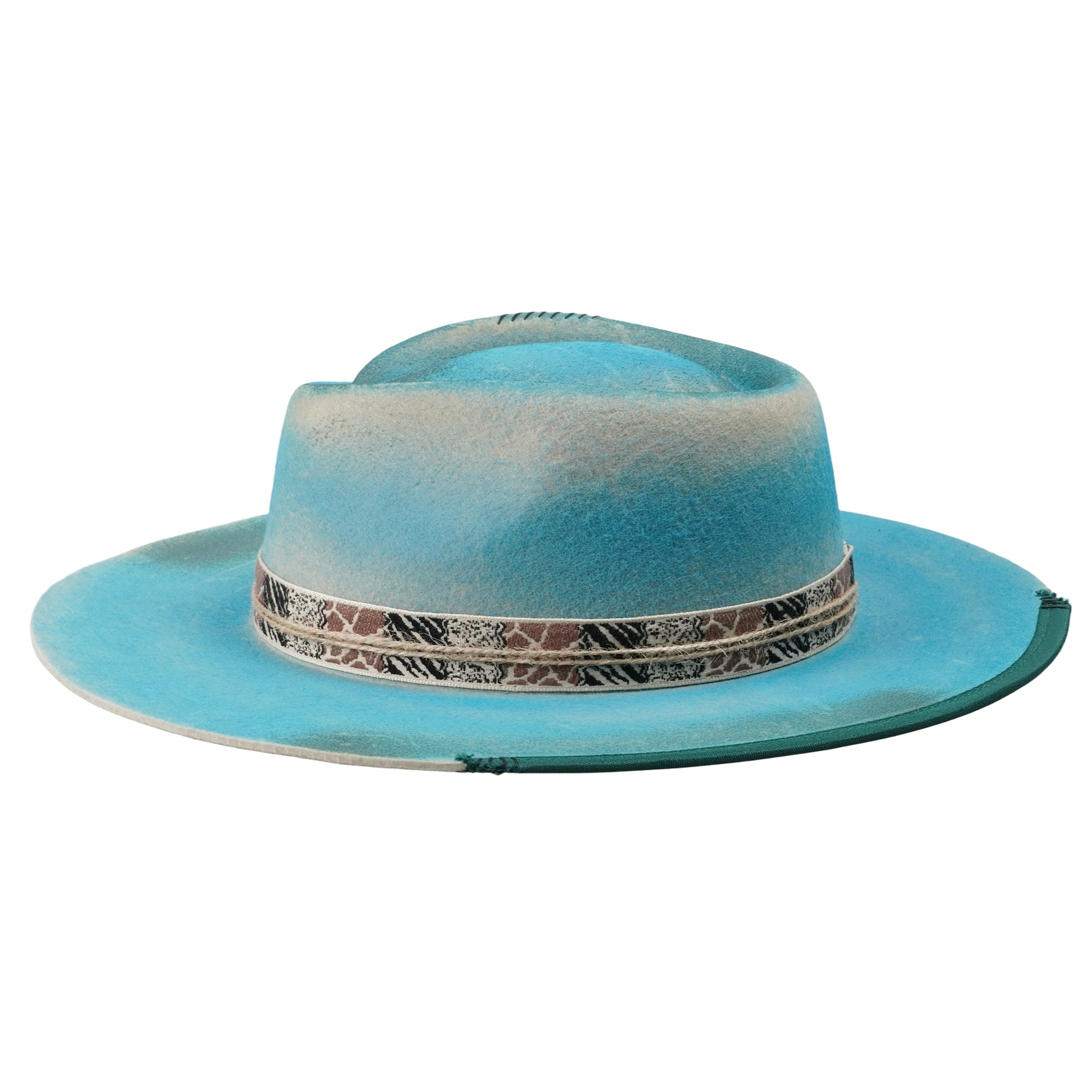 Minimalist Felt Hat – Blue-Green Body, Clean Lines