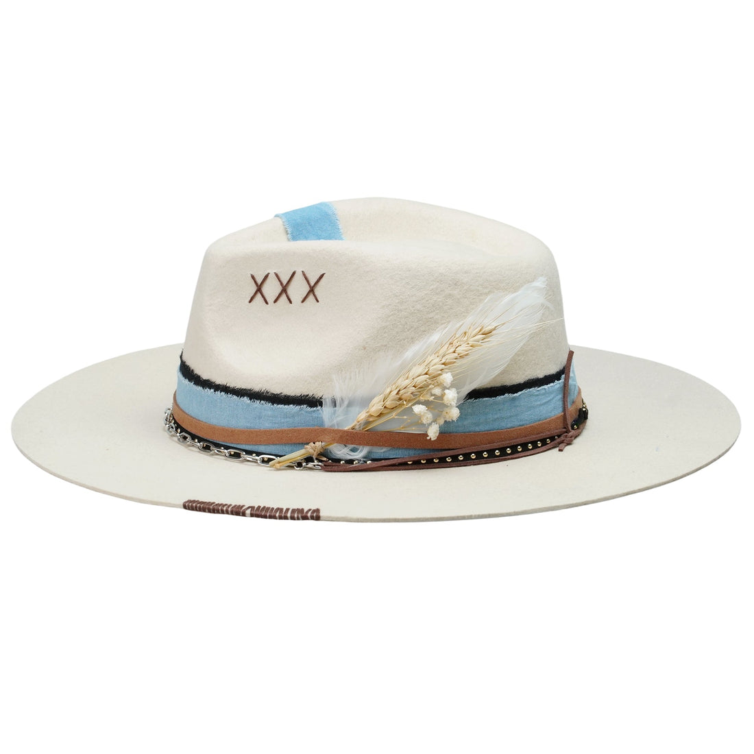 Cream Felt Fedora with Dried Flower Band