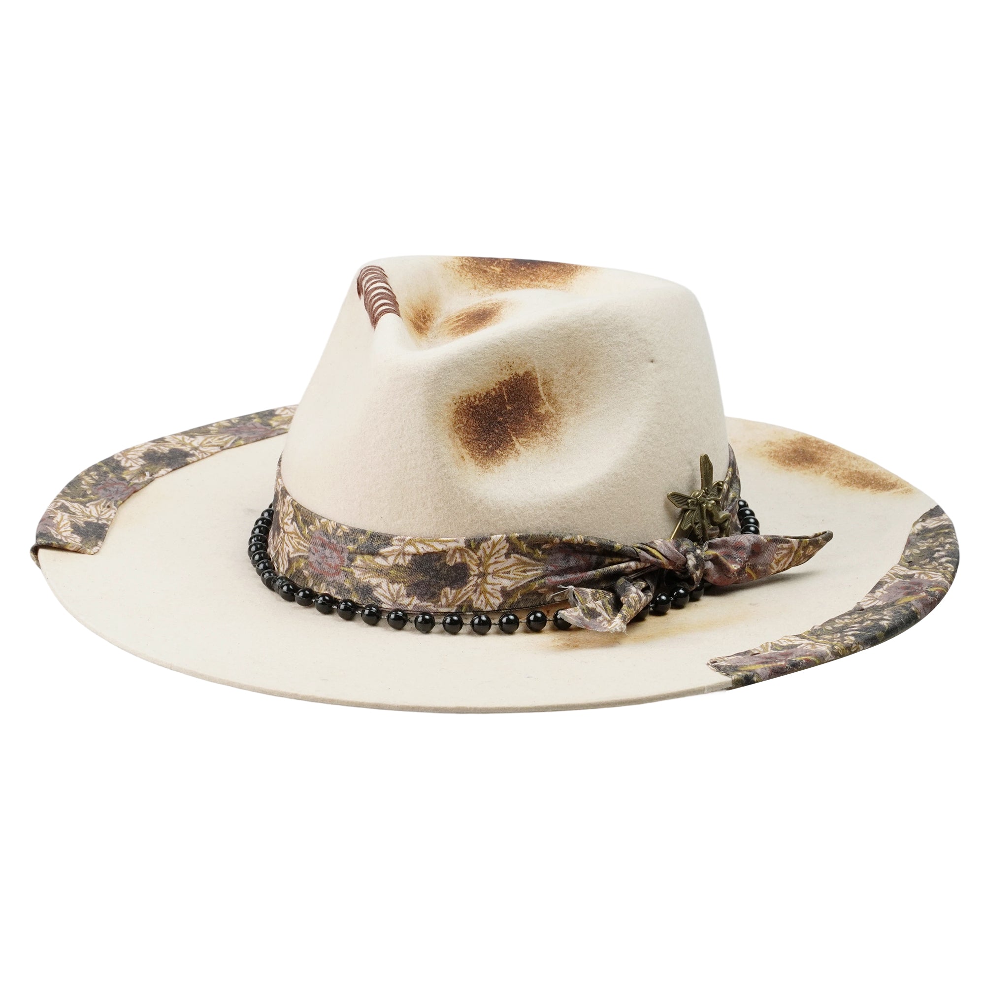 Hand-Burned Refined Felt Hat – Subtle Hue, Edgy Flame Marks