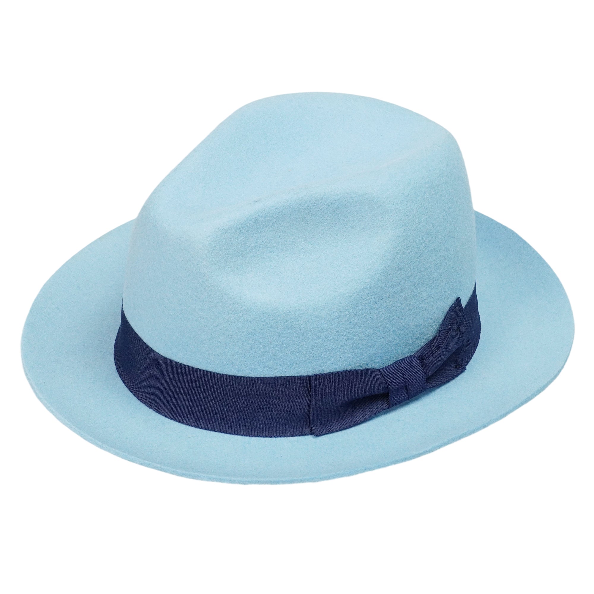 Chic Soft Hat – Serene Blue Body, Deep Navy Bow