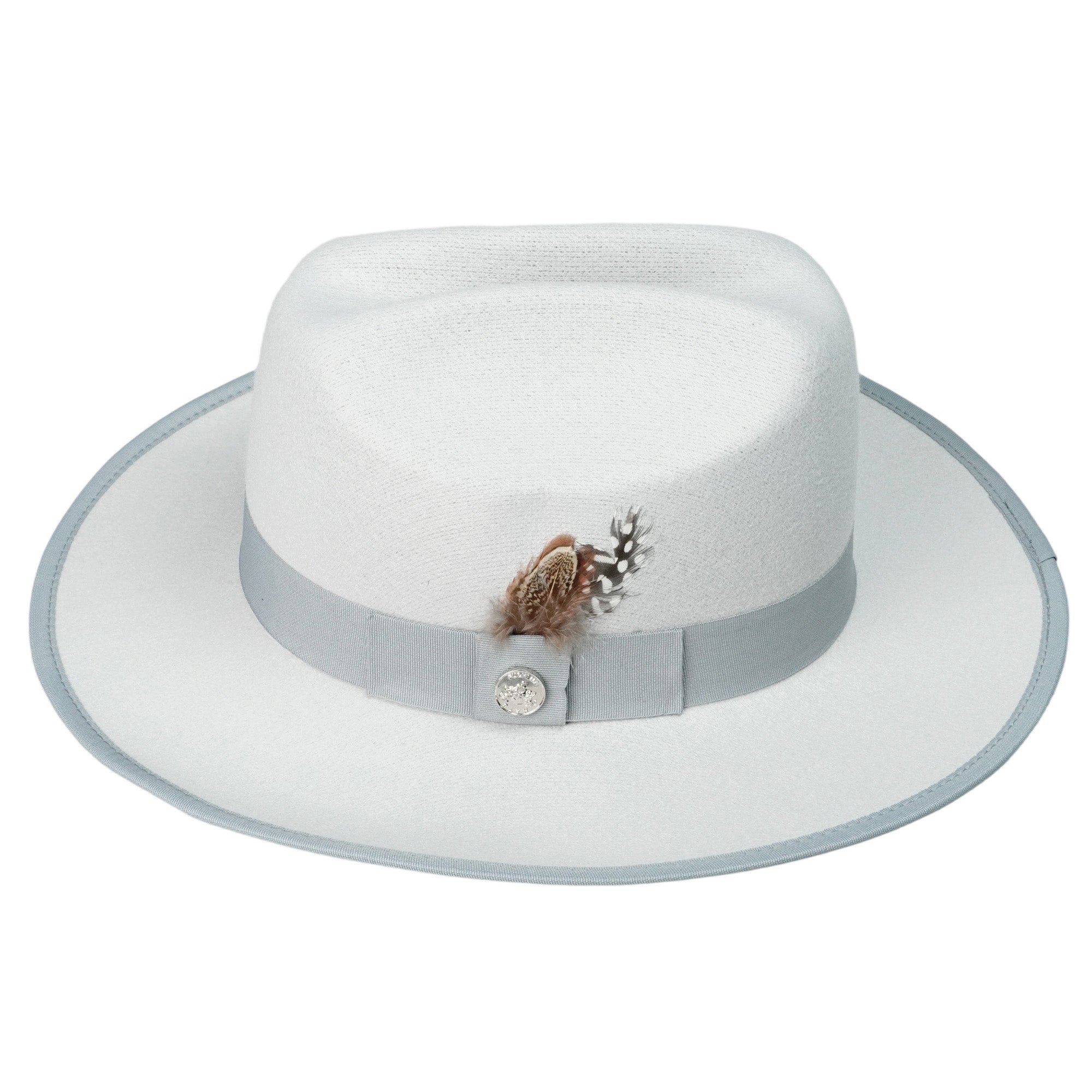 Off-White Felt Cattleman Hat with Feather Band