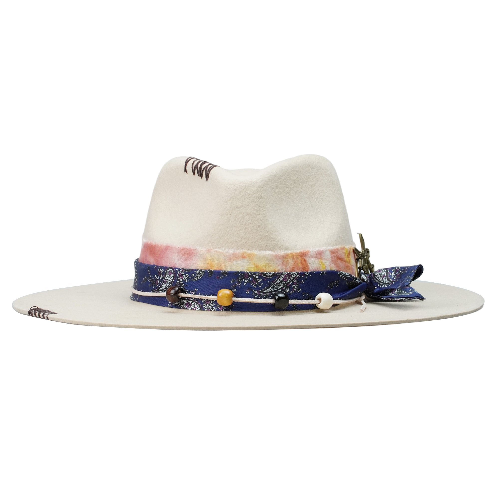 Modern Felt Hat: Luxurious Fabric, Metal, Beads