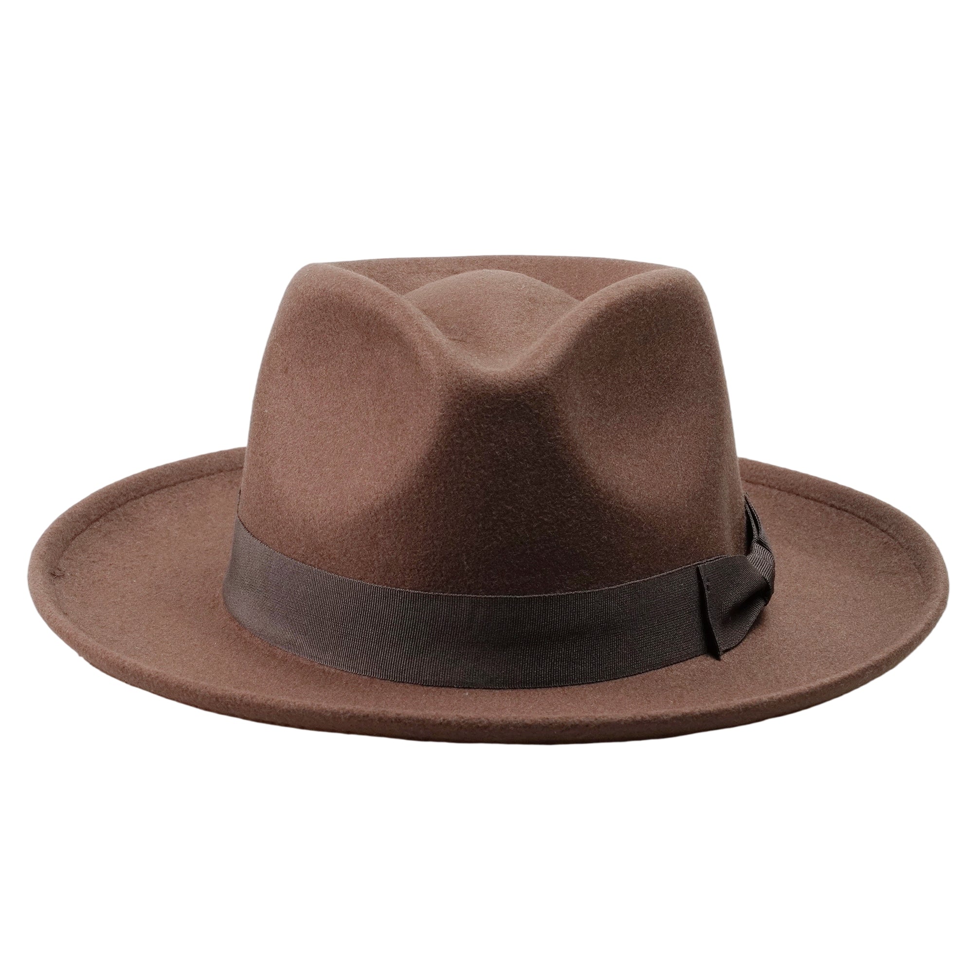 Coffee Brown Felt Fedora with Teardrop Crown