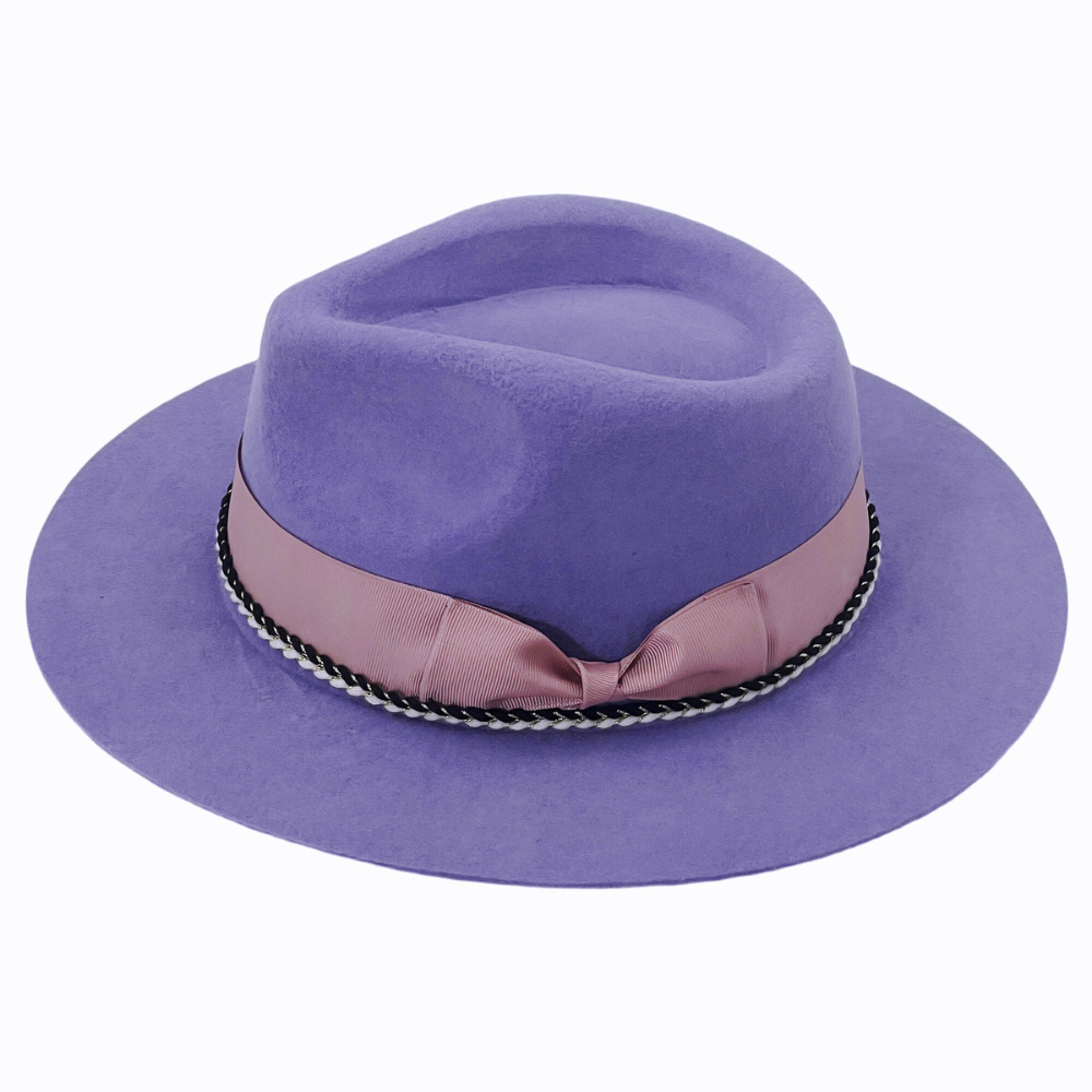 Purple Felt Hat – Romantic Bow & Textured Band