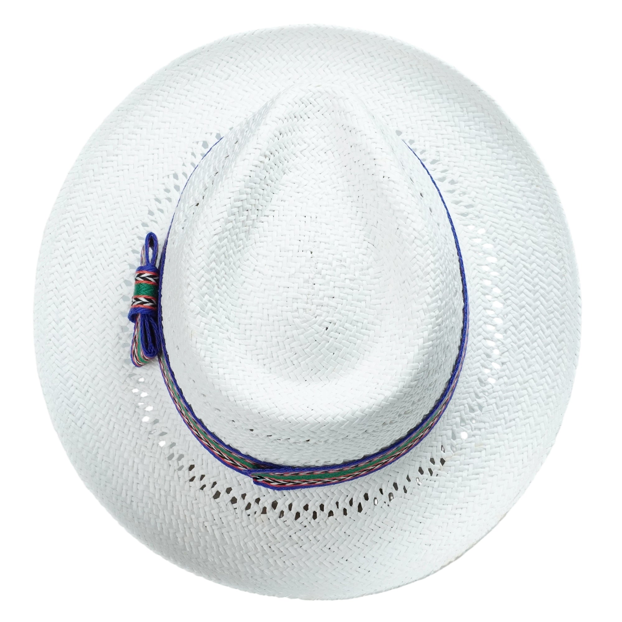 White Breathable Straw Hat with Cutout Crown & Brim