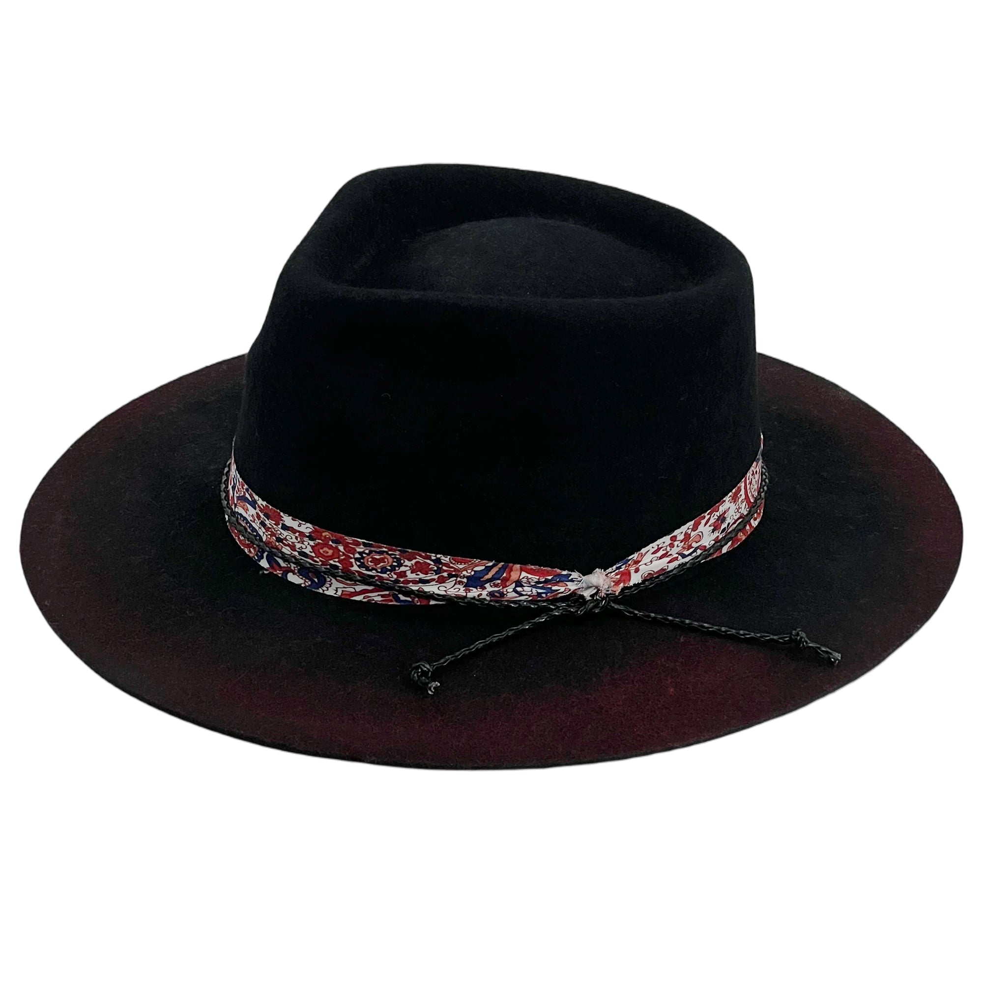 Hand-Distressed Fedora with Patterned Band