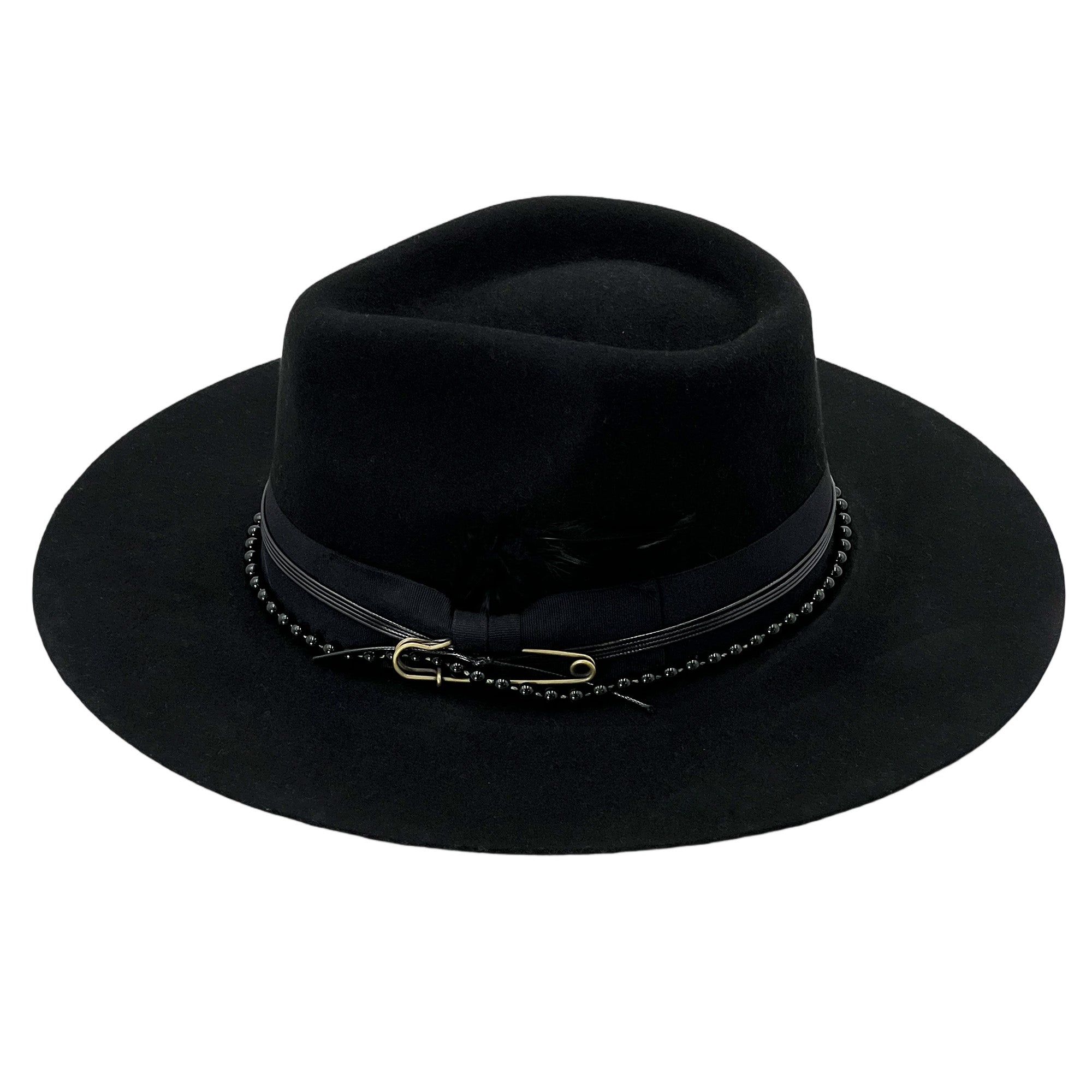 Artisan Felt Hat – Beaded & Leather Accents