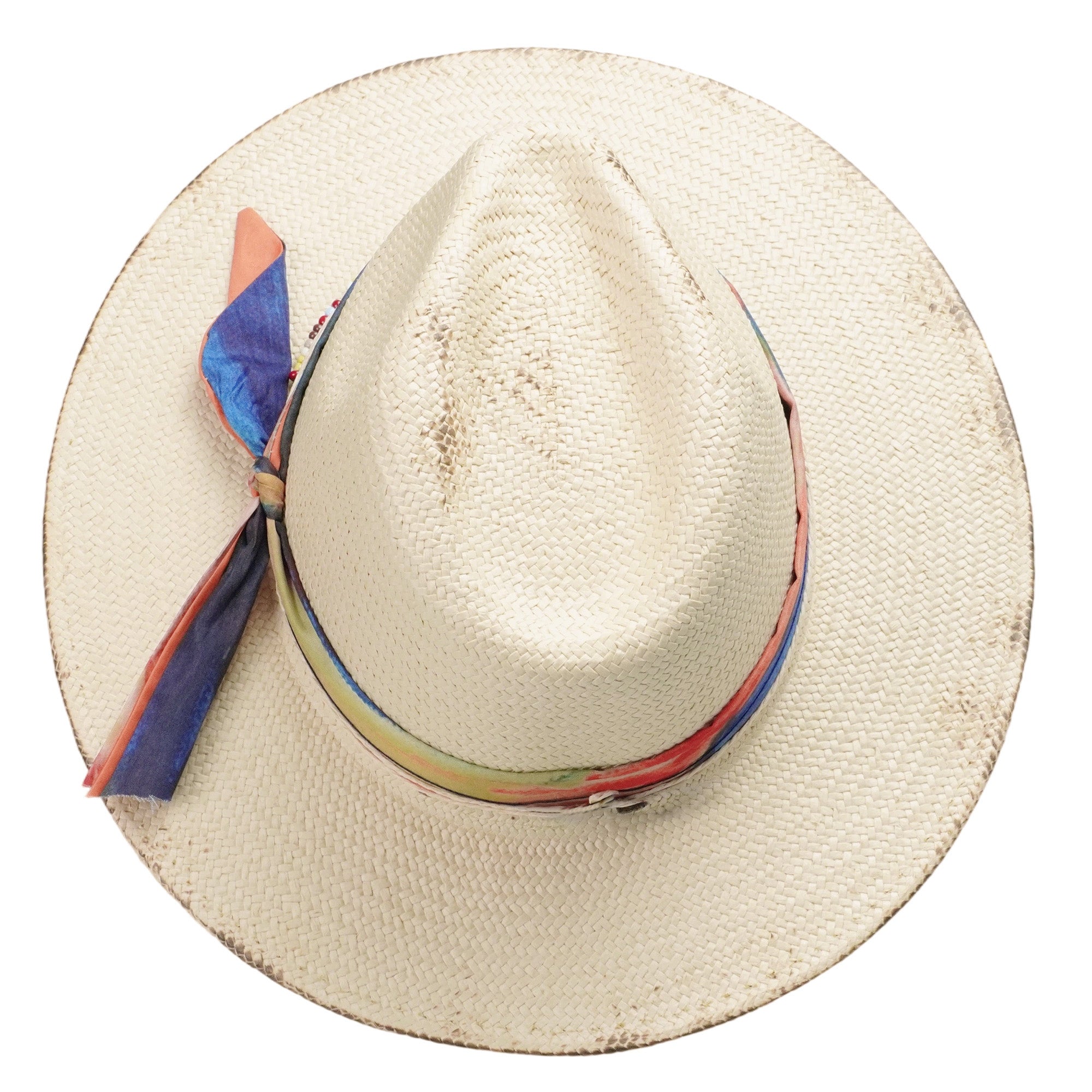 Teardrop Fedora - Beige with Vibrant Ribbon & Burnt Accent