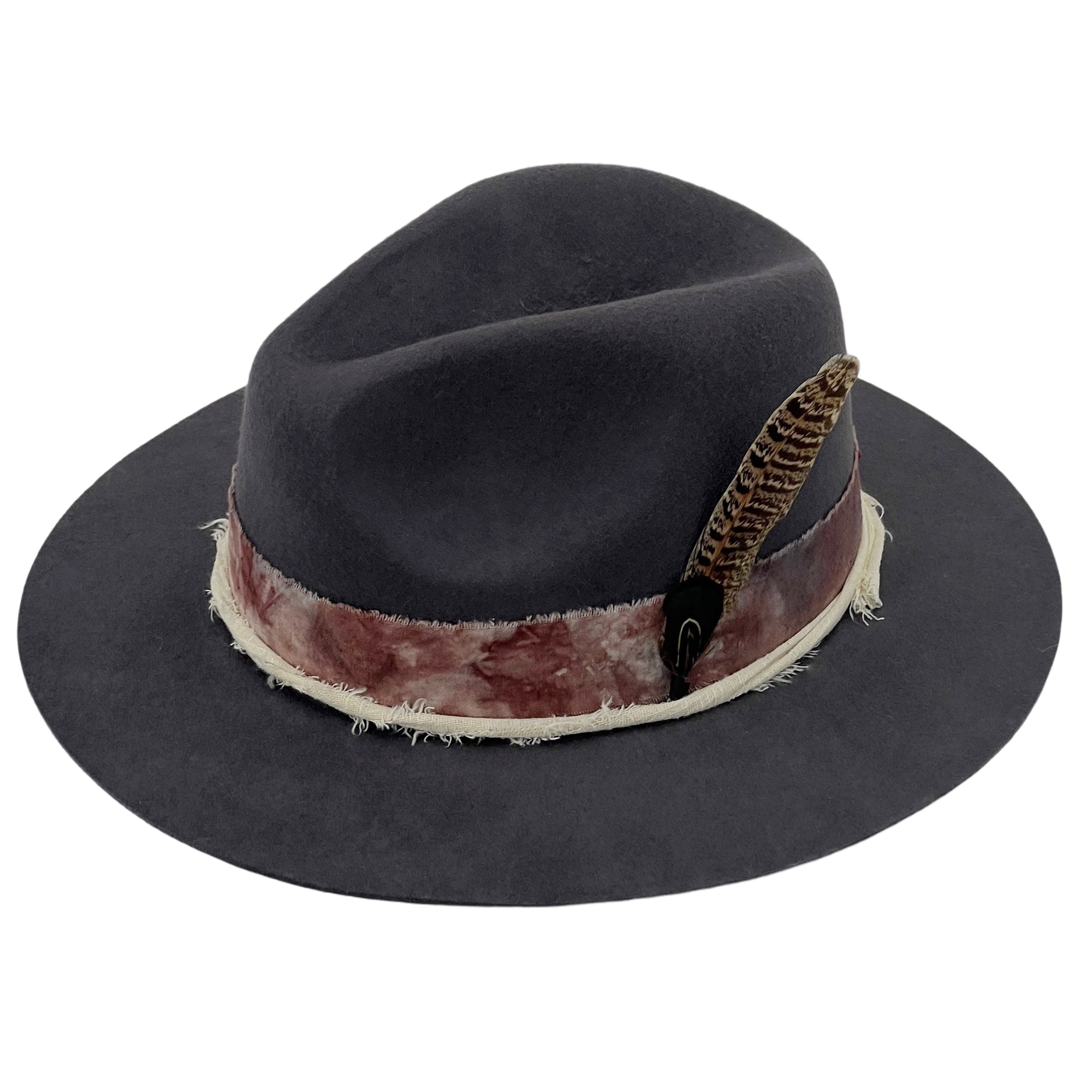 Cool Gray Fedora – Tie-Dye Band & Feather