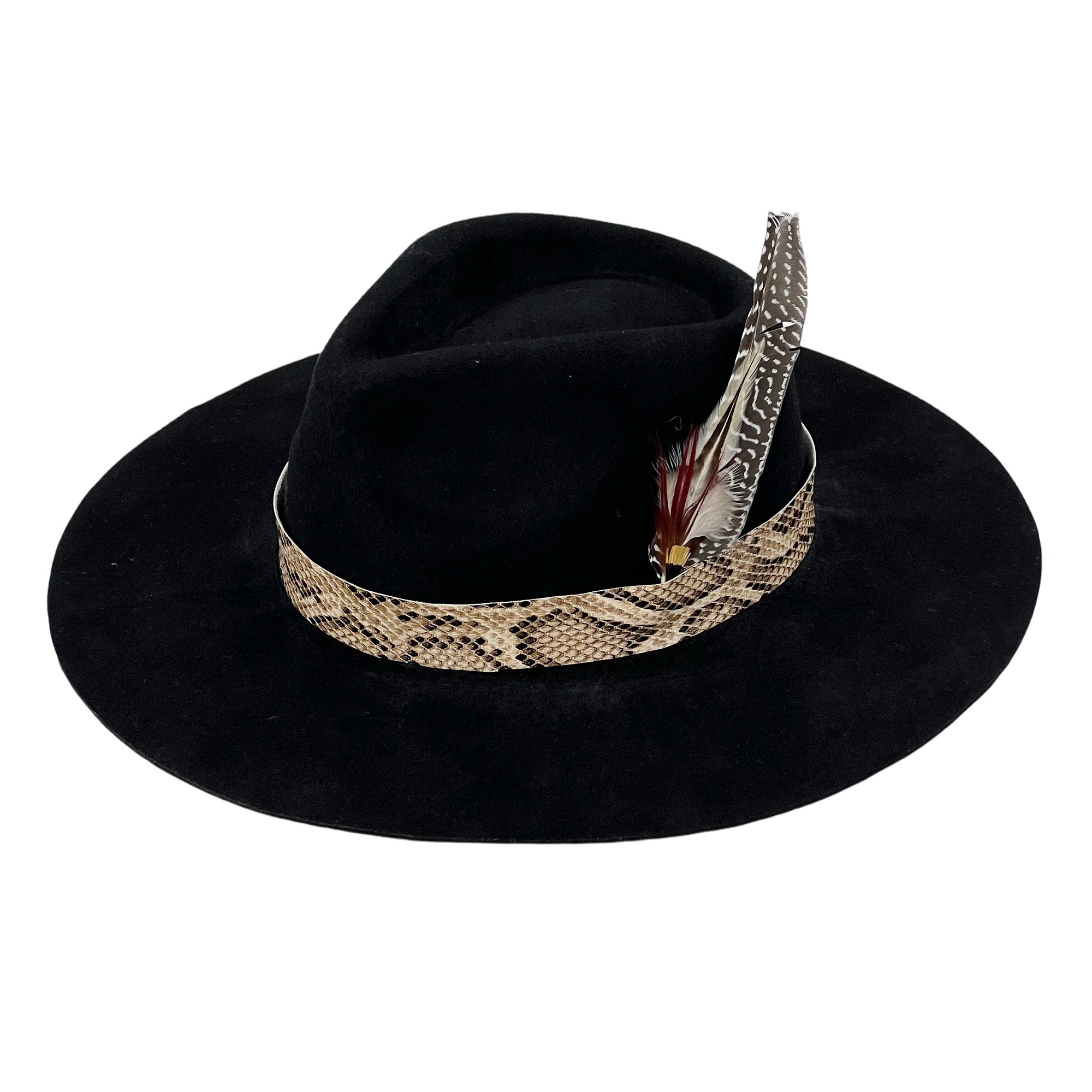 Custom Feather Black Felt Hat