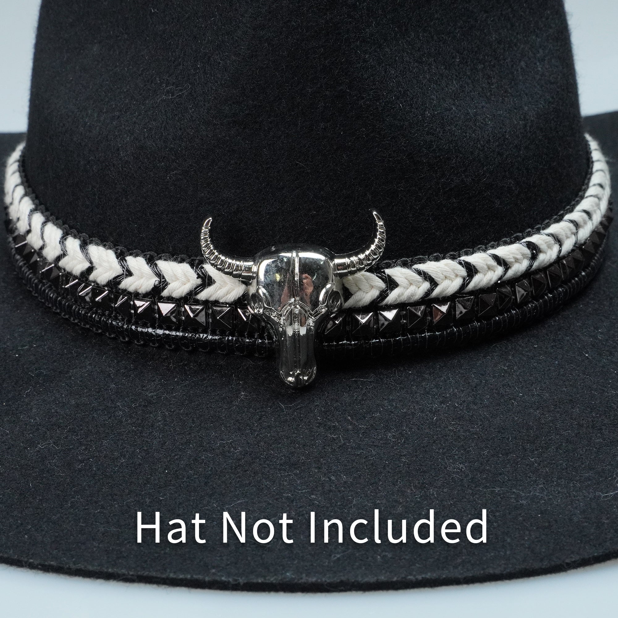 WOVEN BULL HEAD METAL HAT BAND