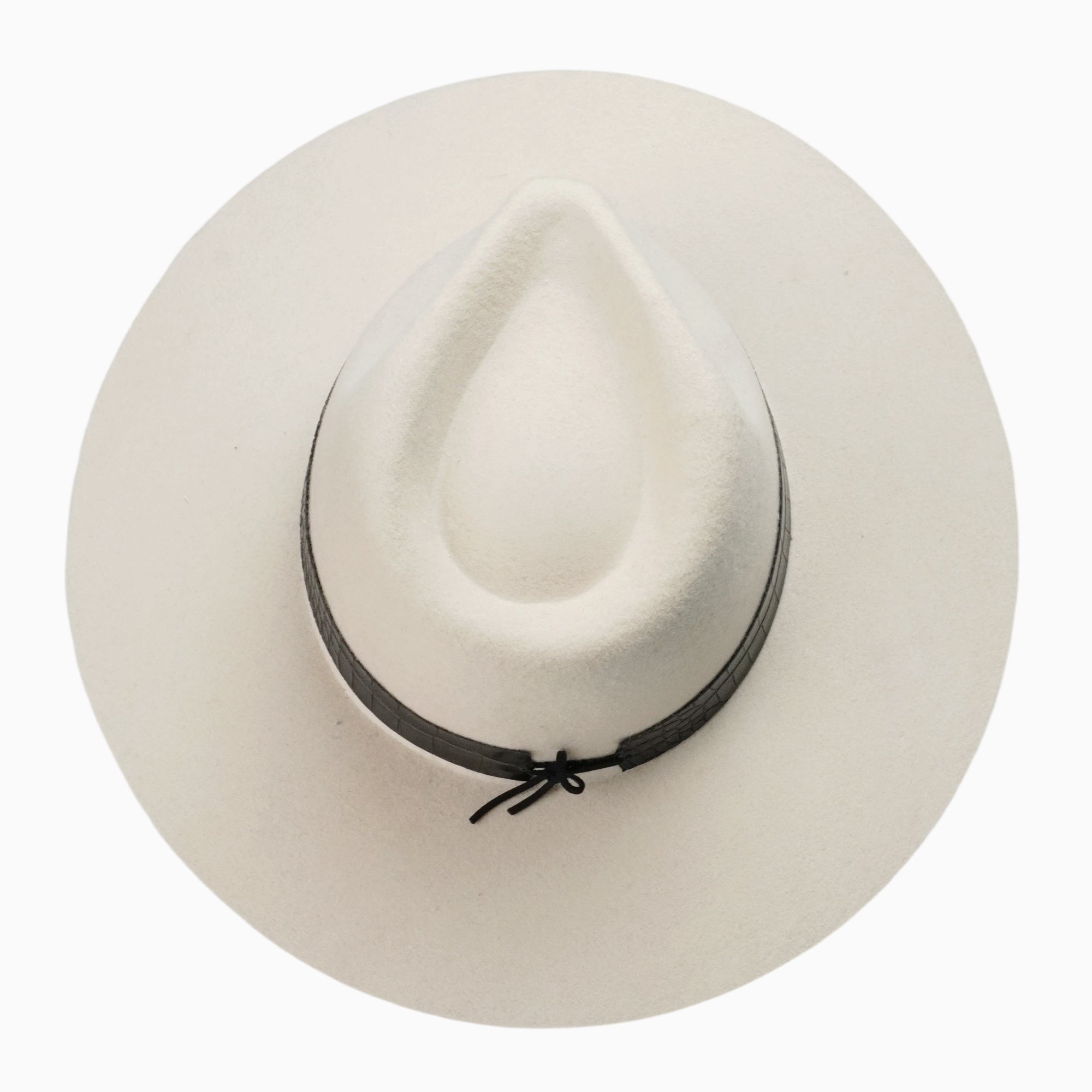Off-White Felt Fedora with Black Crocodile-Texture Band