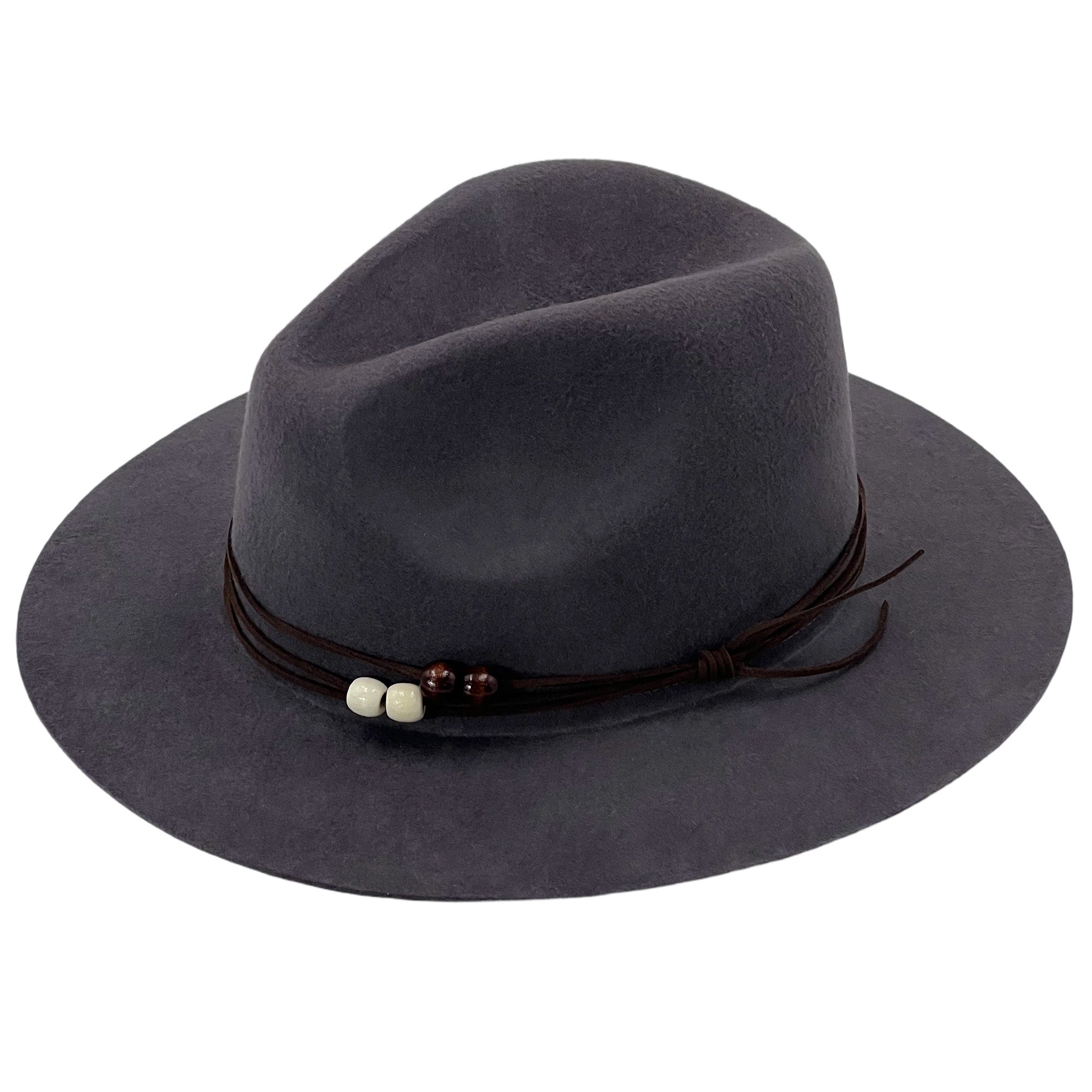 Deep Gray Flat-Brim – Beaded Accent Detail