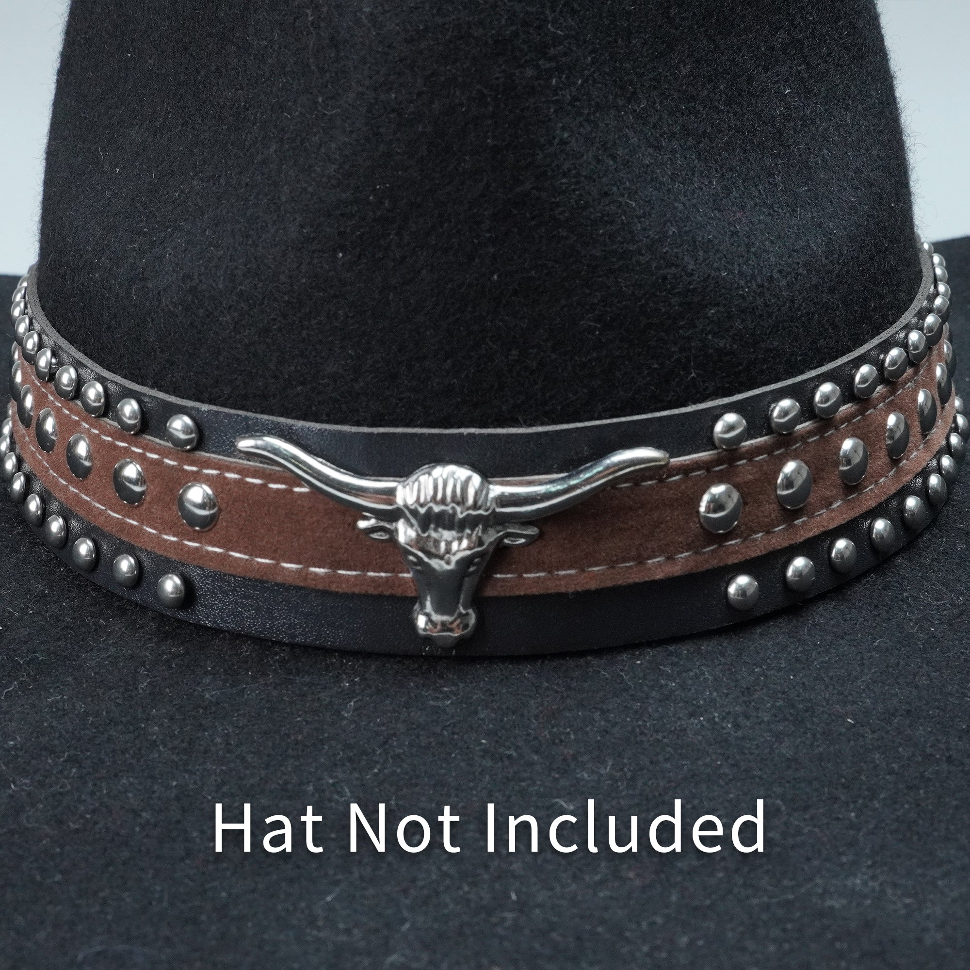 BLACK BROWN BULL LEATHER HAT BAND