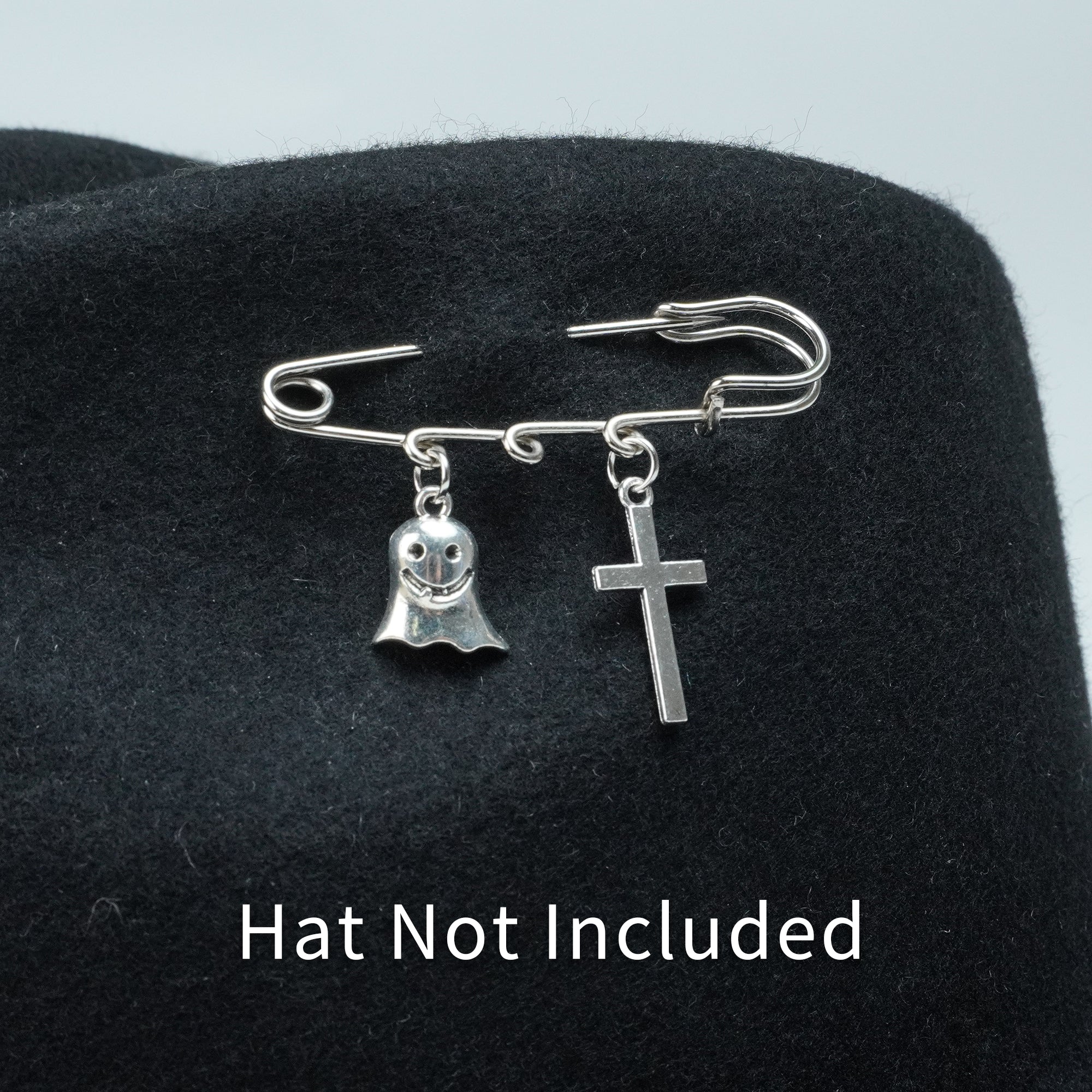 SILVER GHOST CROSS HAT PIN
