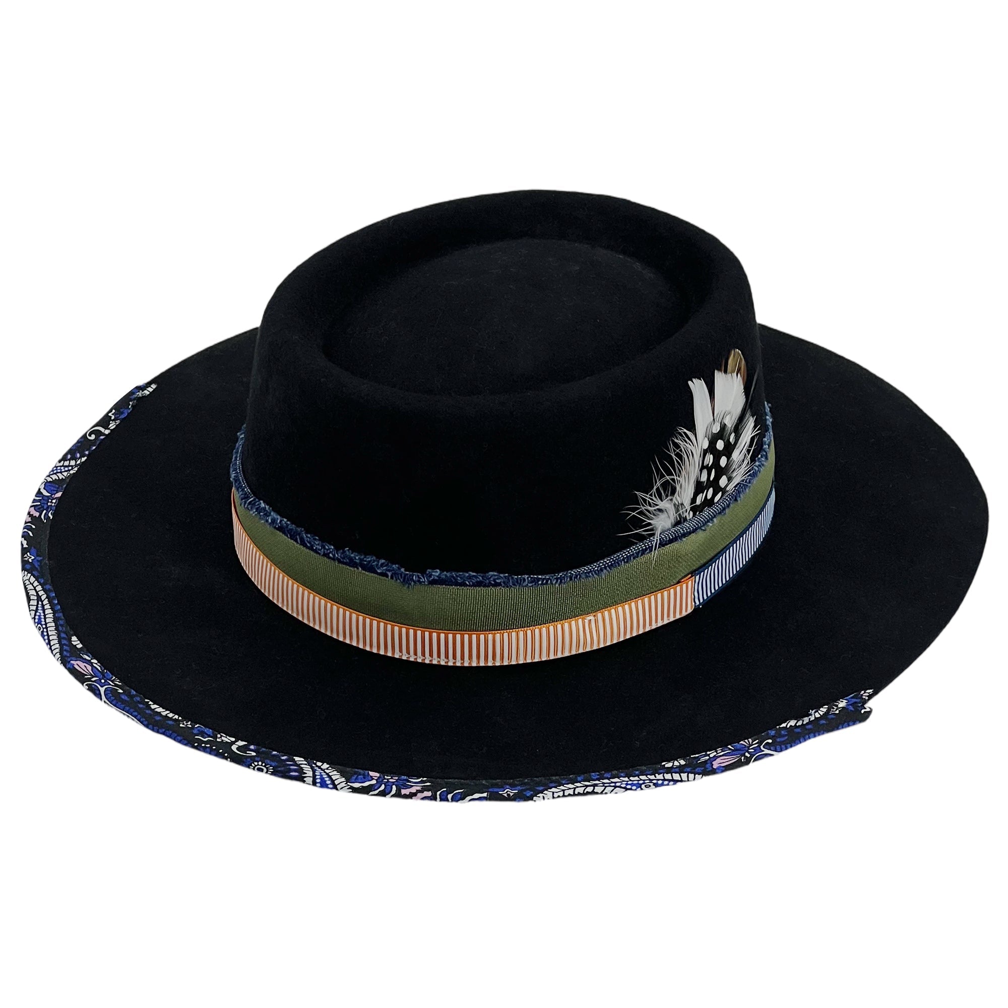 Handcrafted Distressed Fedora with Ribbon Accents