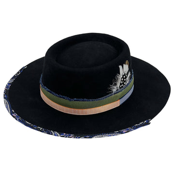 Handcrafted Distressed Fedora with Ribbon Accents