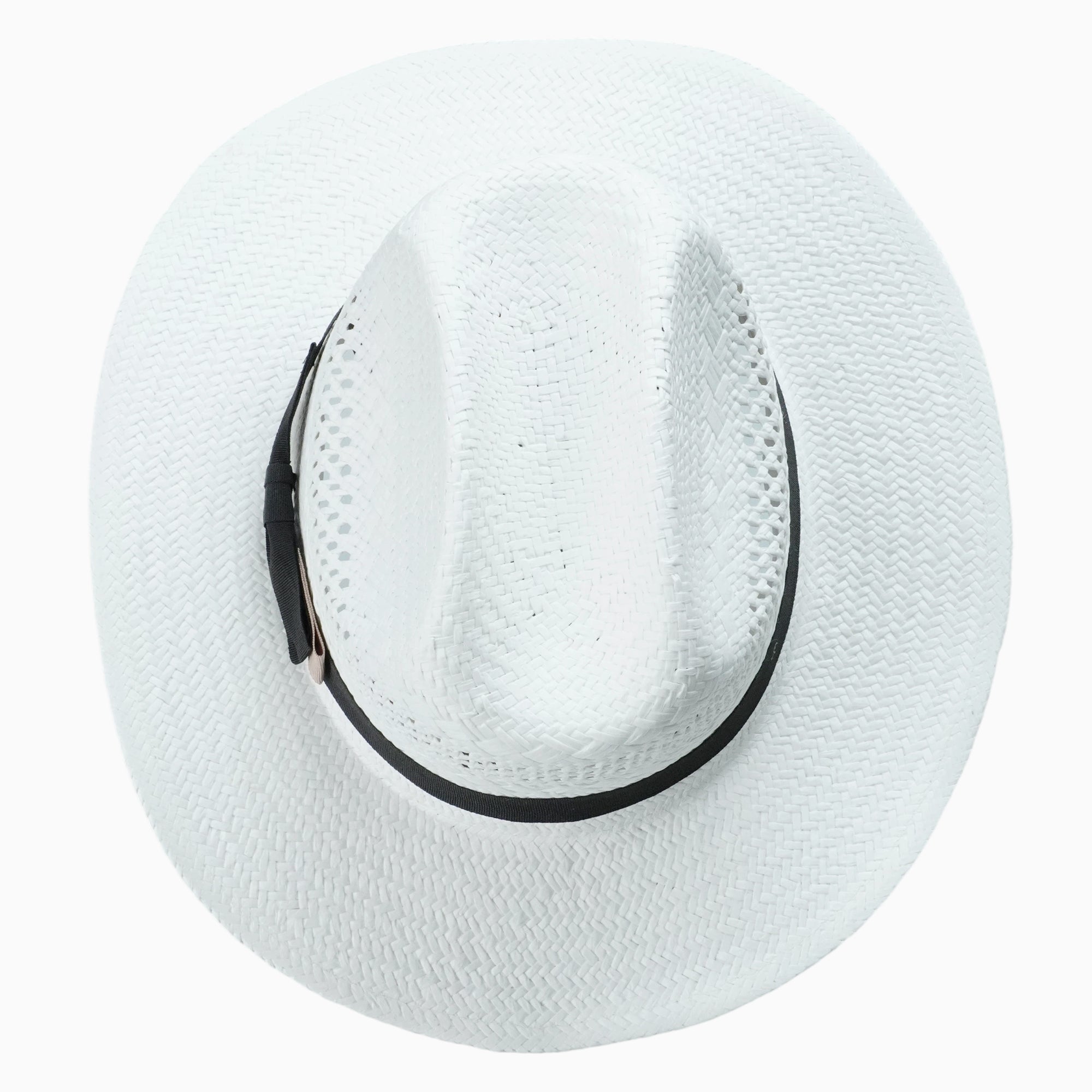Elegant White Breathable Straw Fedora with Black Ribbon Bow
