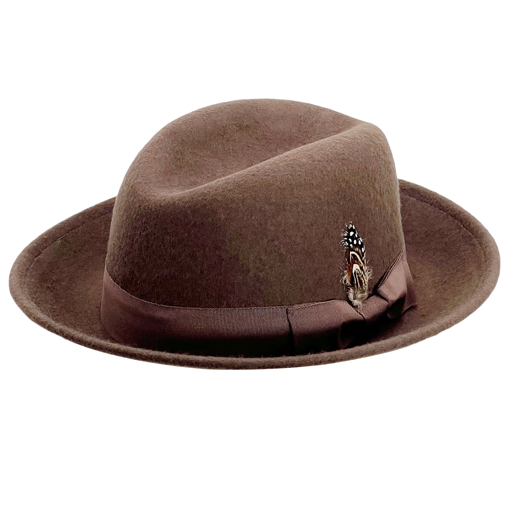 Brown Fedora – Feather & Trim Accent
