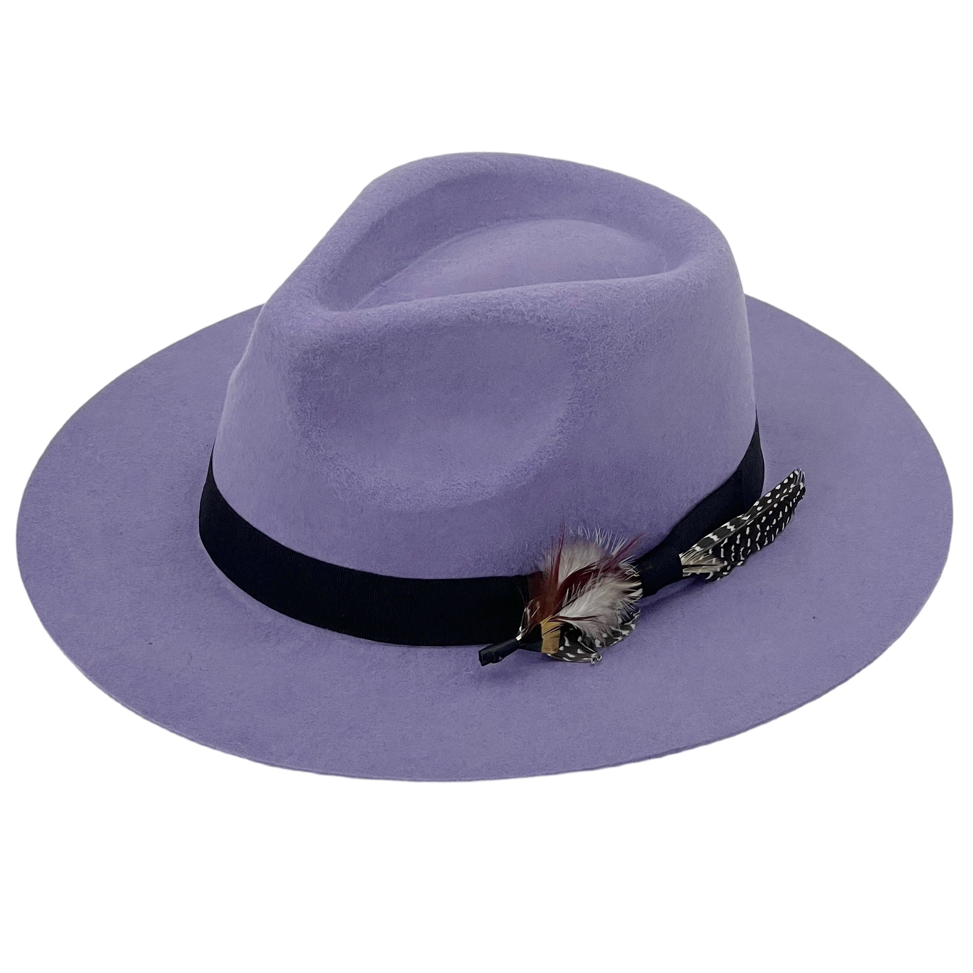 Violet Flat-Brim – Custom Feather Accent