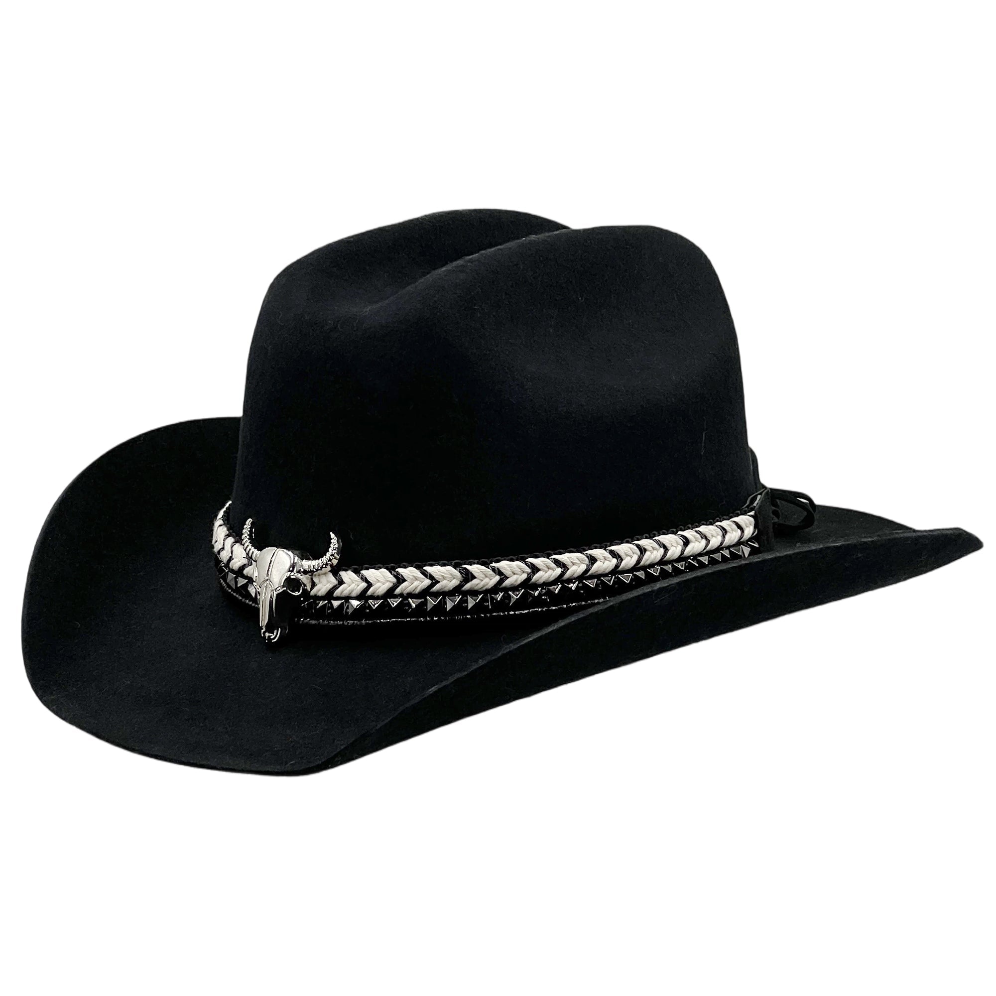 Bold Black Hat – Cow Accent on Band