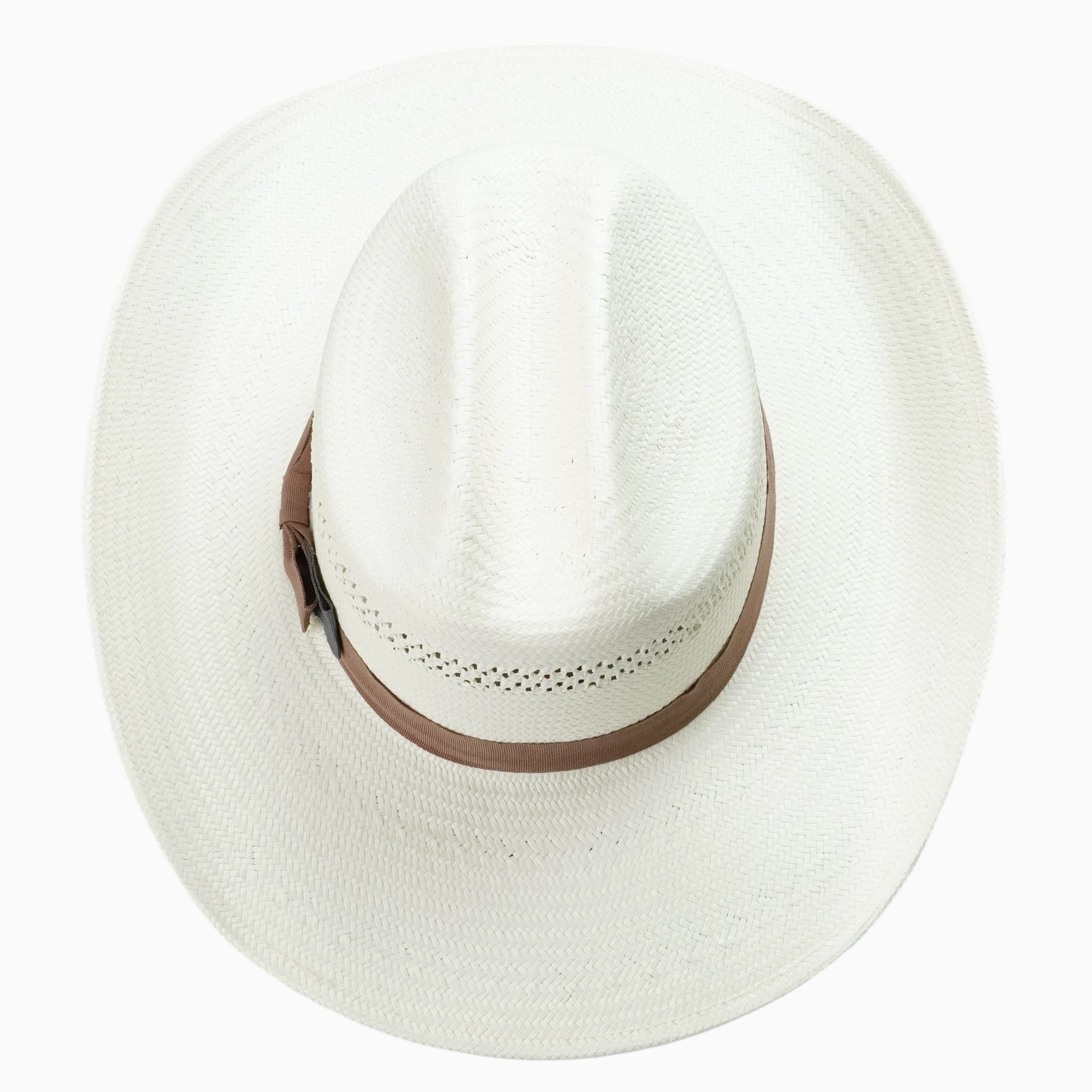 Off-White Breathable Straw Fedora with Brown Ribbon Band & Bow