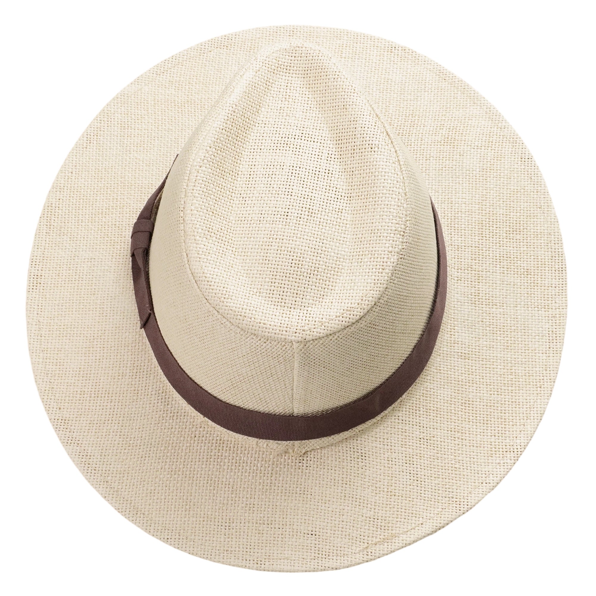 Off-White Straw Hat with Simple Brown Bow Band