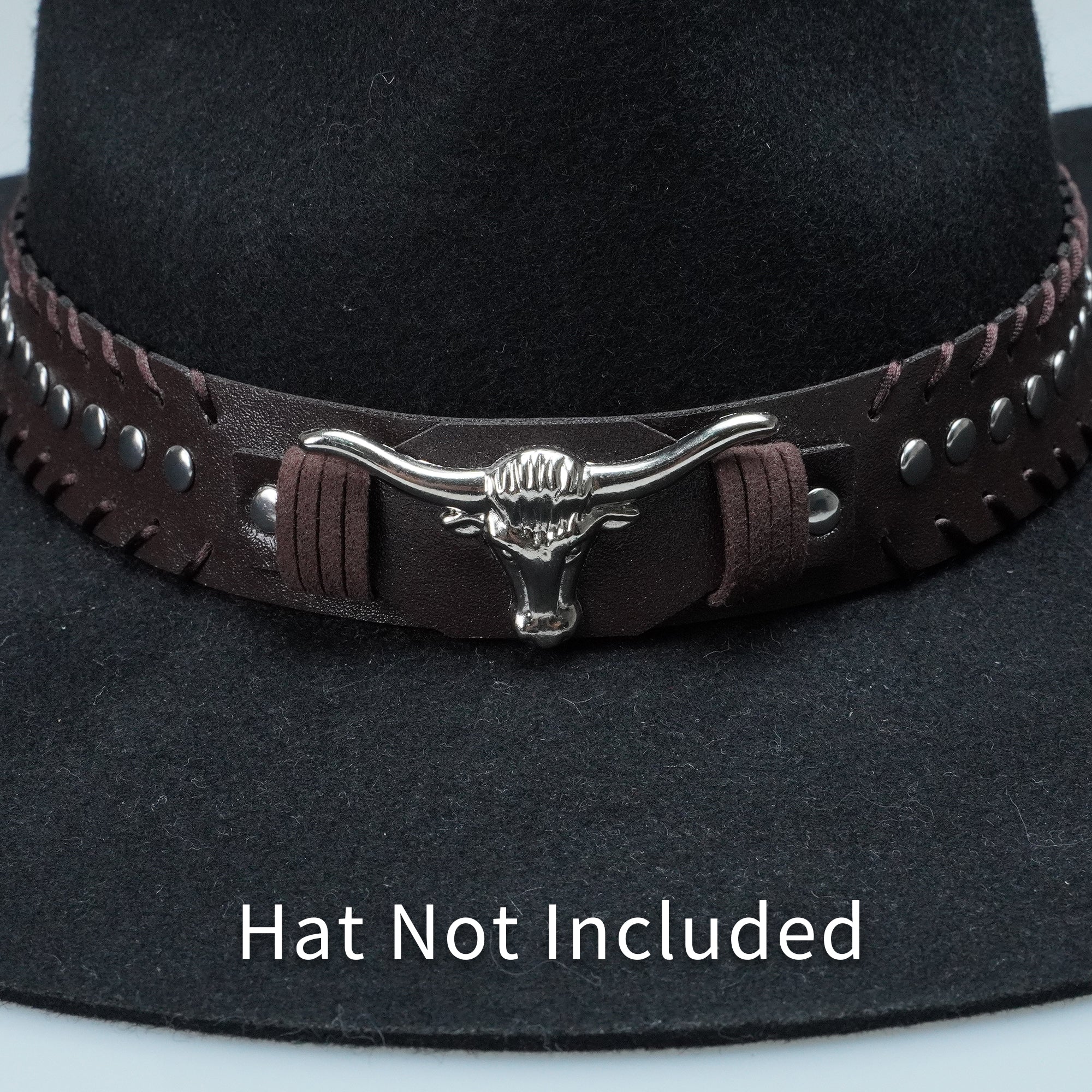SILVER BULL STUDD LEATHER HAT BAND