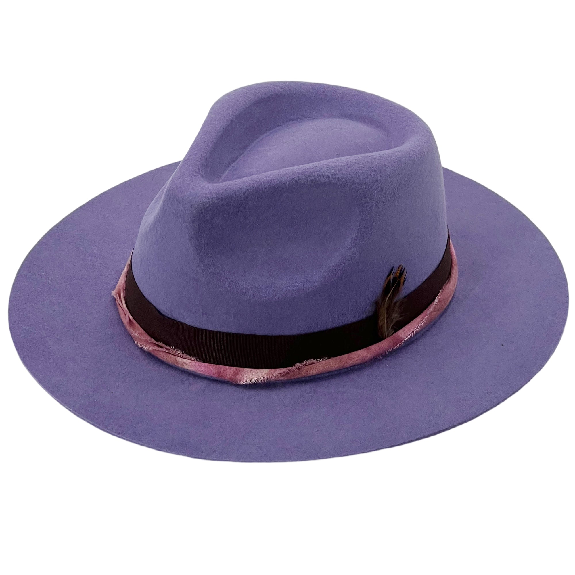 Violet Fedora – Tie-Dye Band & Feather