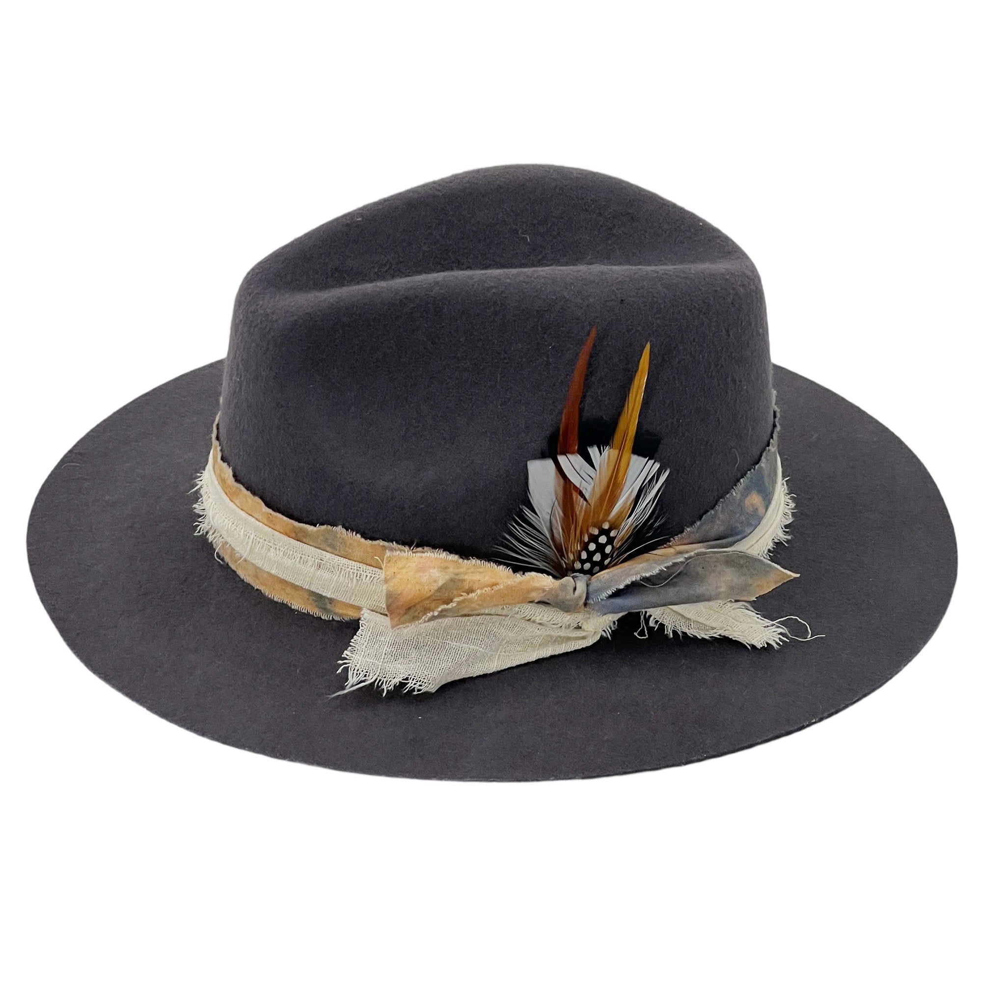 Modern Gray Hat – Feather Accent Detail
