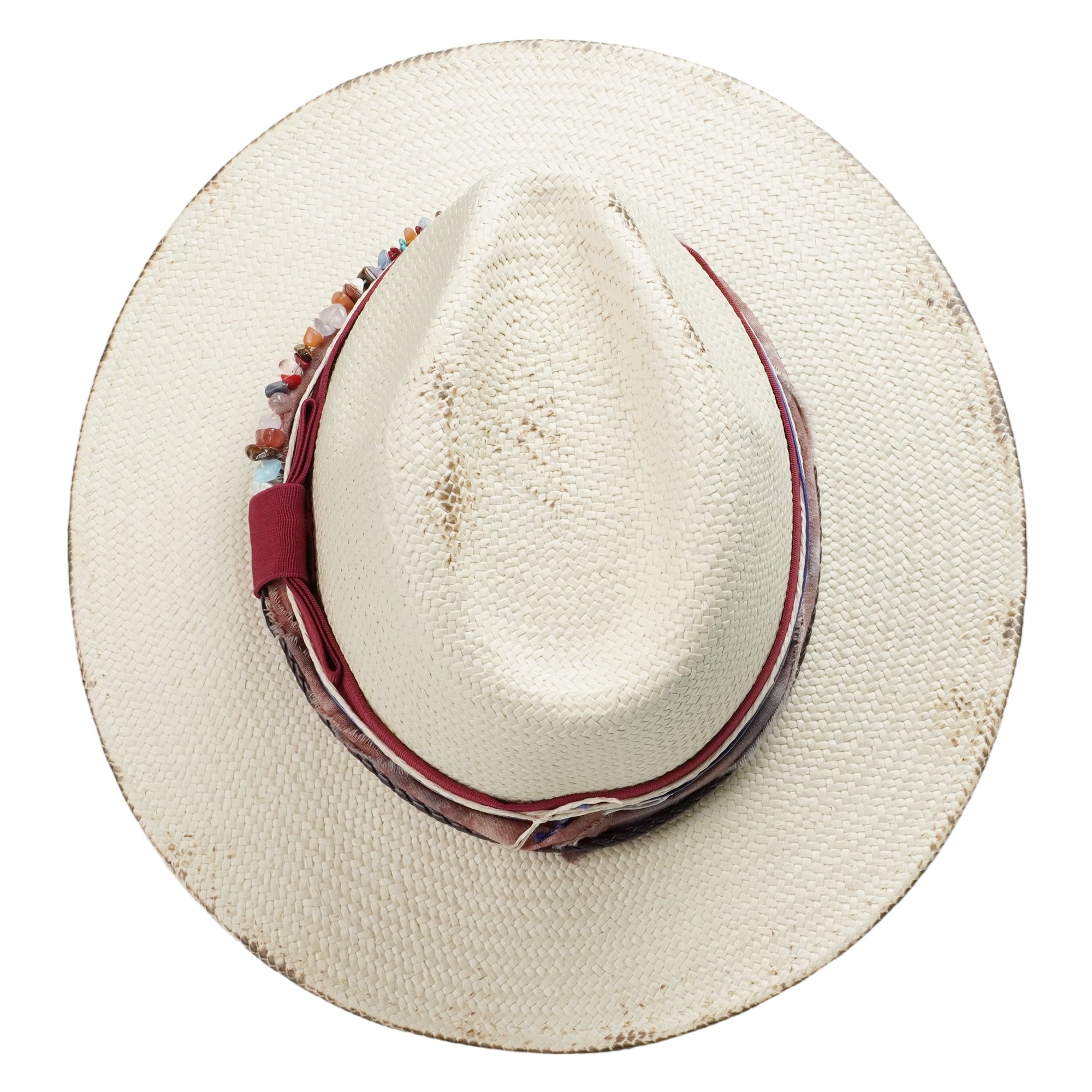 Classic Gus Crown - Off-White with Dark Red Fabric Accent