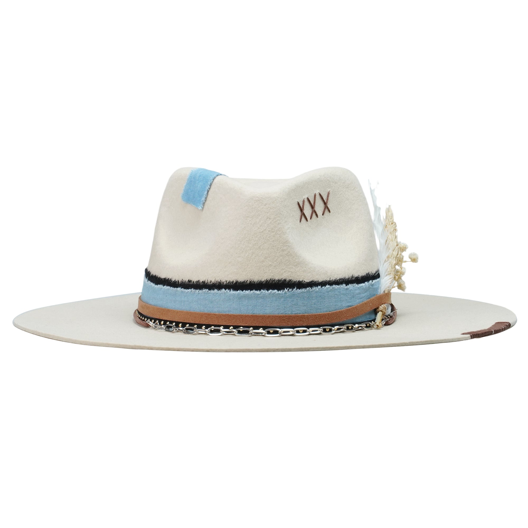 Cream Felt Fedora with Dried Flower Band
