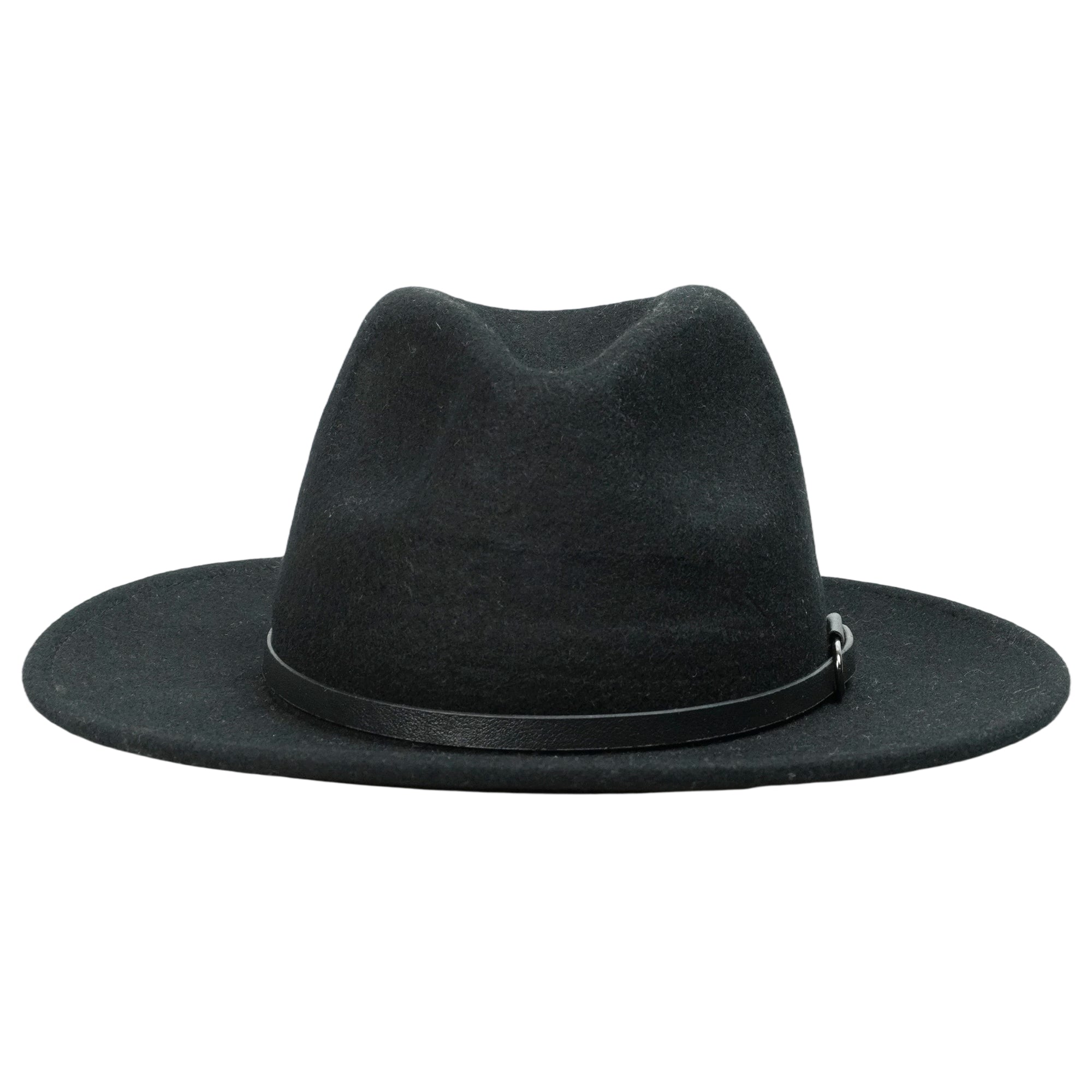 Black Felt Hat with Minimalist Leather Band