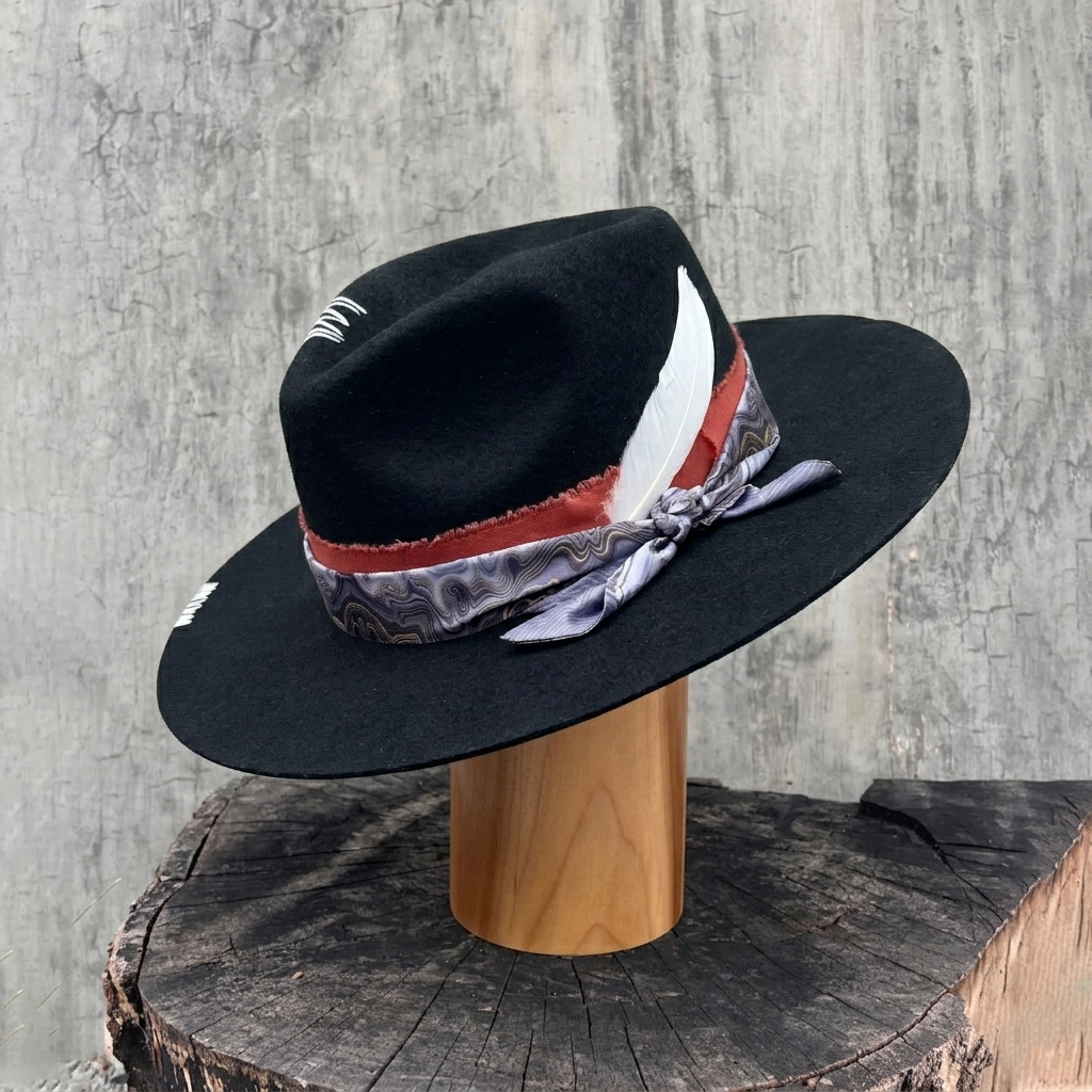 Refined Felt Hat – Iconic Silhouette, Custom Print and Feathers