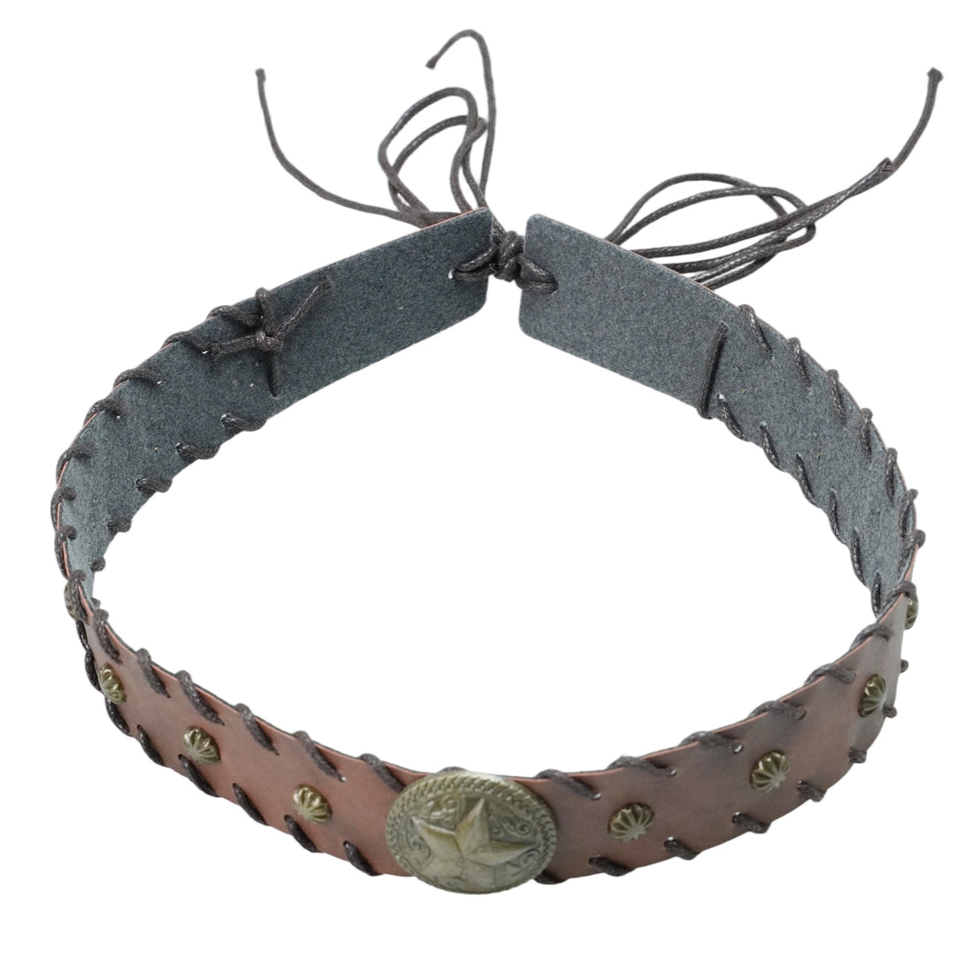 VINTAGE STAR METAL LEATHER HAT BAND