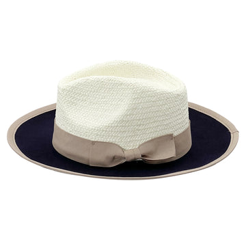 Modern Straw Hat – Crisp White Top, Dark Edge