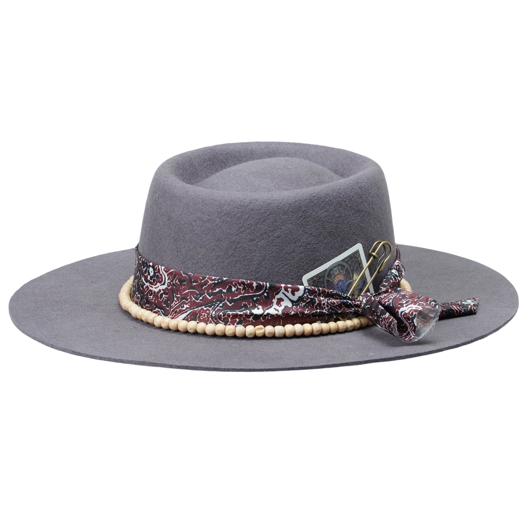Gambler Hat with Beaded Band & Playing Cards