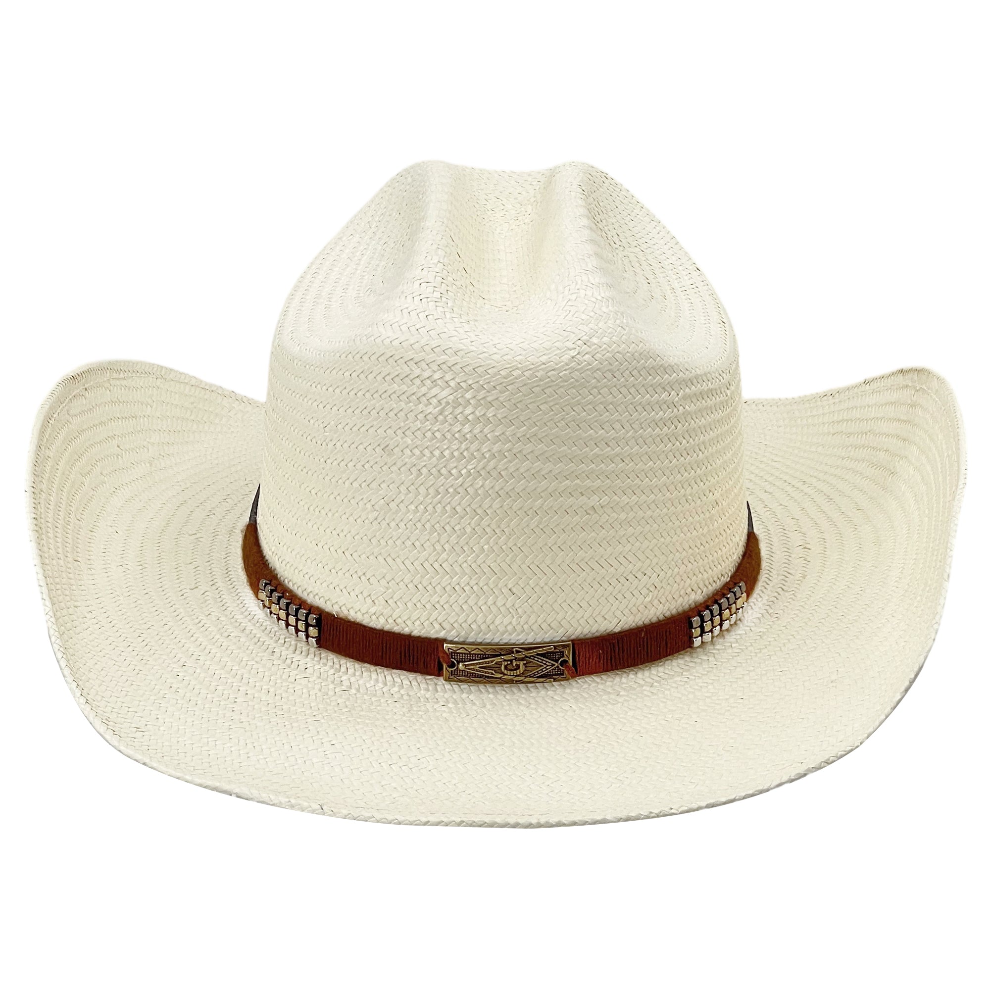 Straw Hat with Vintage Metal Accent