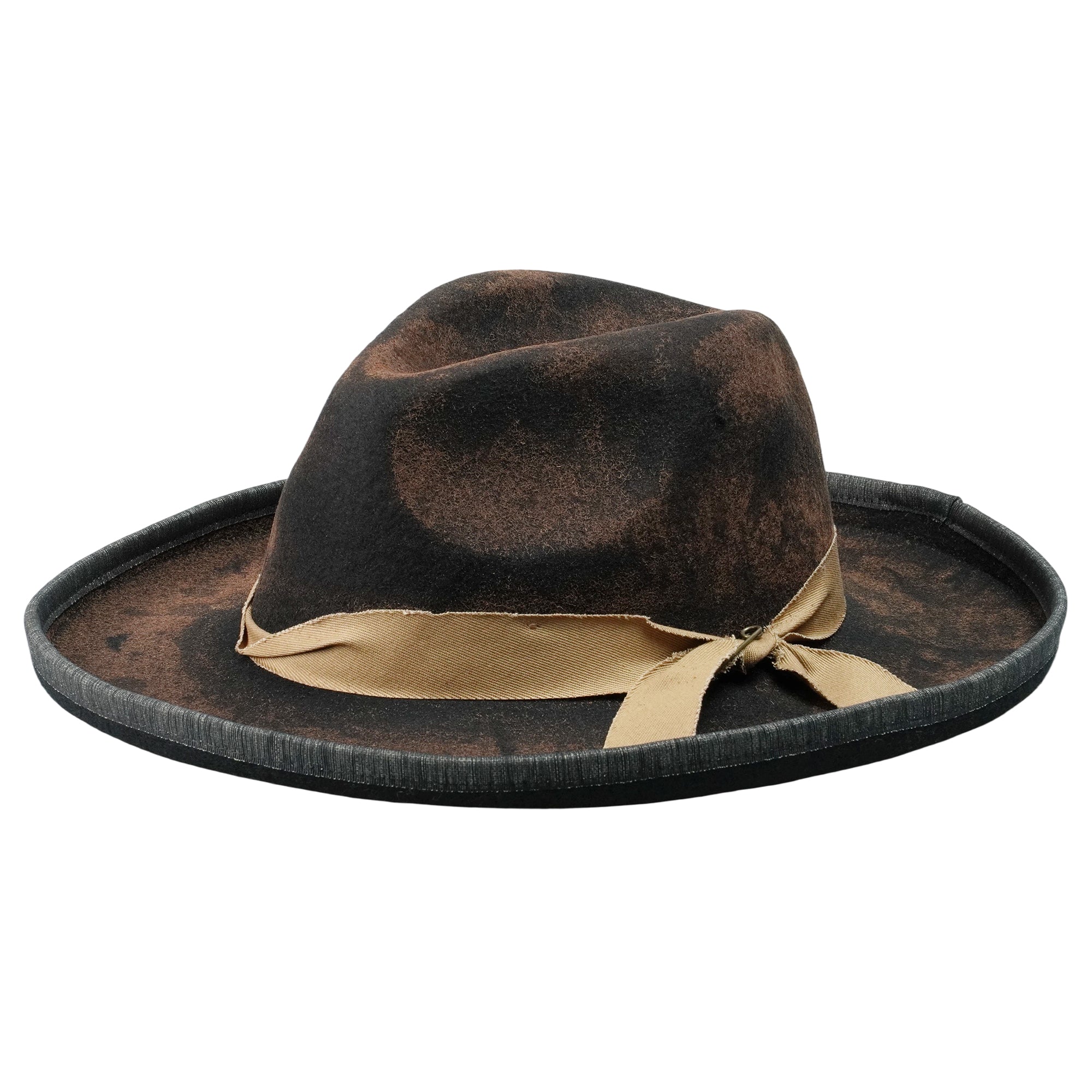Burnt Edge Fedora - Black with Light Khaki Band