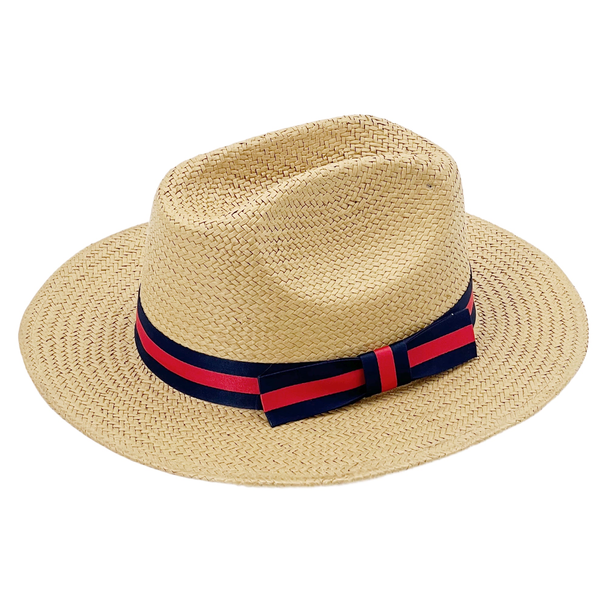 Straw Hat – Beige, Color-Blocked Band
