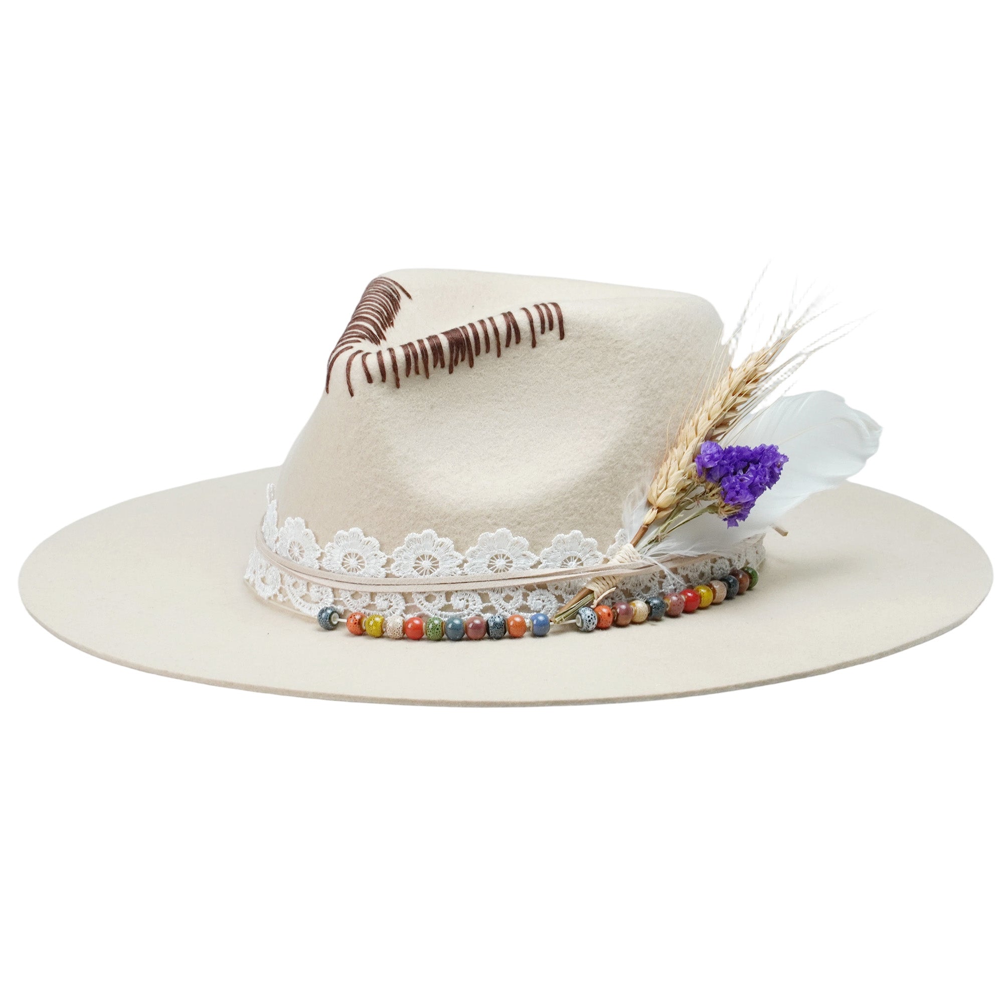 Classic Teardrop Crown - Cream with Colorful Beads