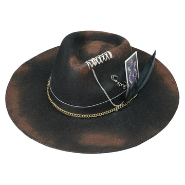 Hand-Burned Bold Felt Hat – Neutral Black, Textural Contrast